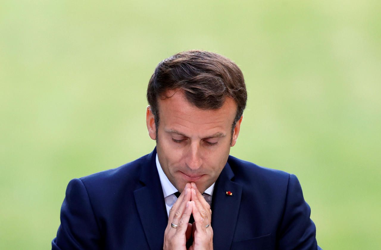 <b></b> L’Elysée, le 29 juin. Emmanuel Macron lors de son discours devant les membres de la Convention climat.
