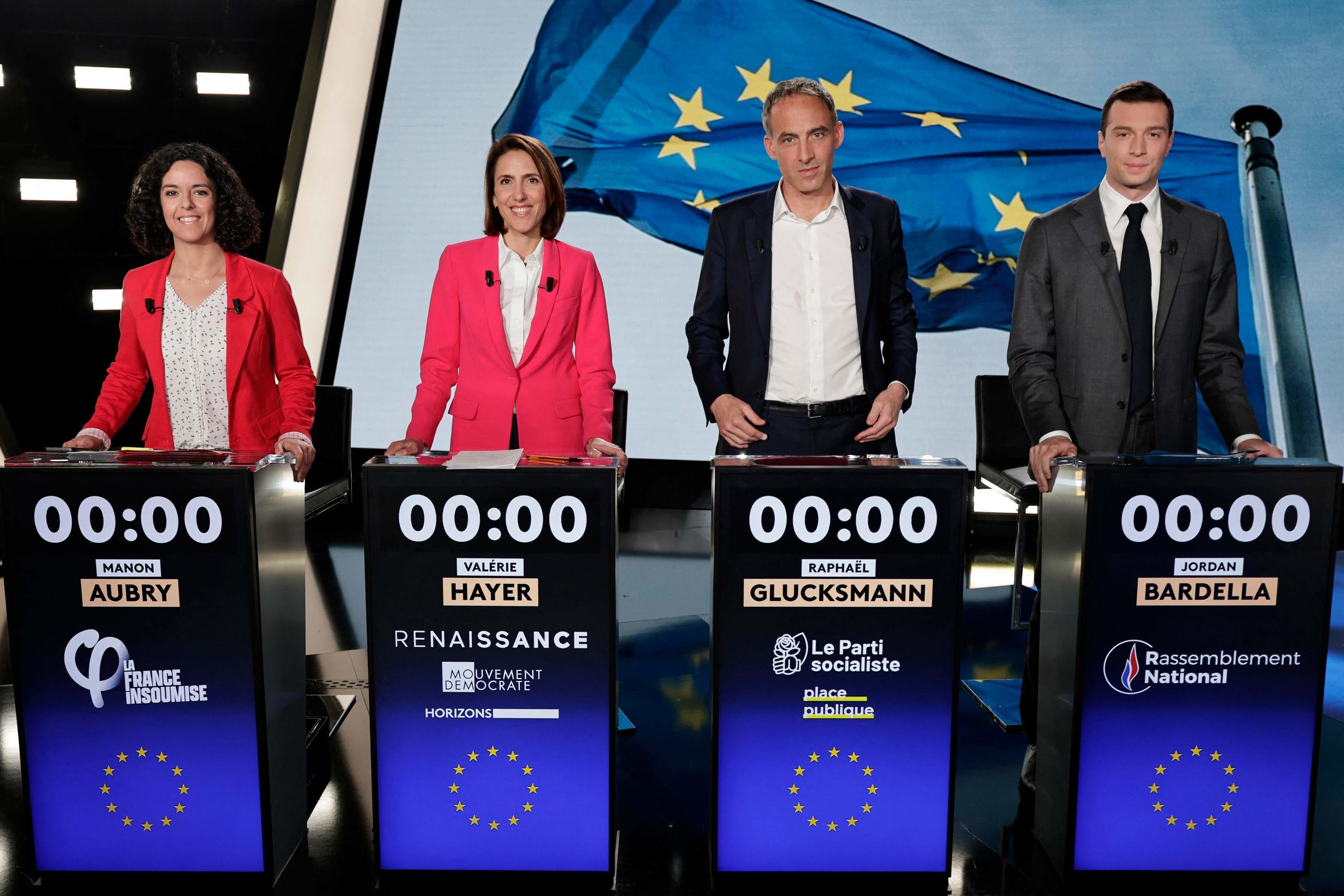 Les têtes de liste aux élections européennes ont participé ce mardi soir au dernier débat des élections européennes. AFP/Stéphane de Sakutin