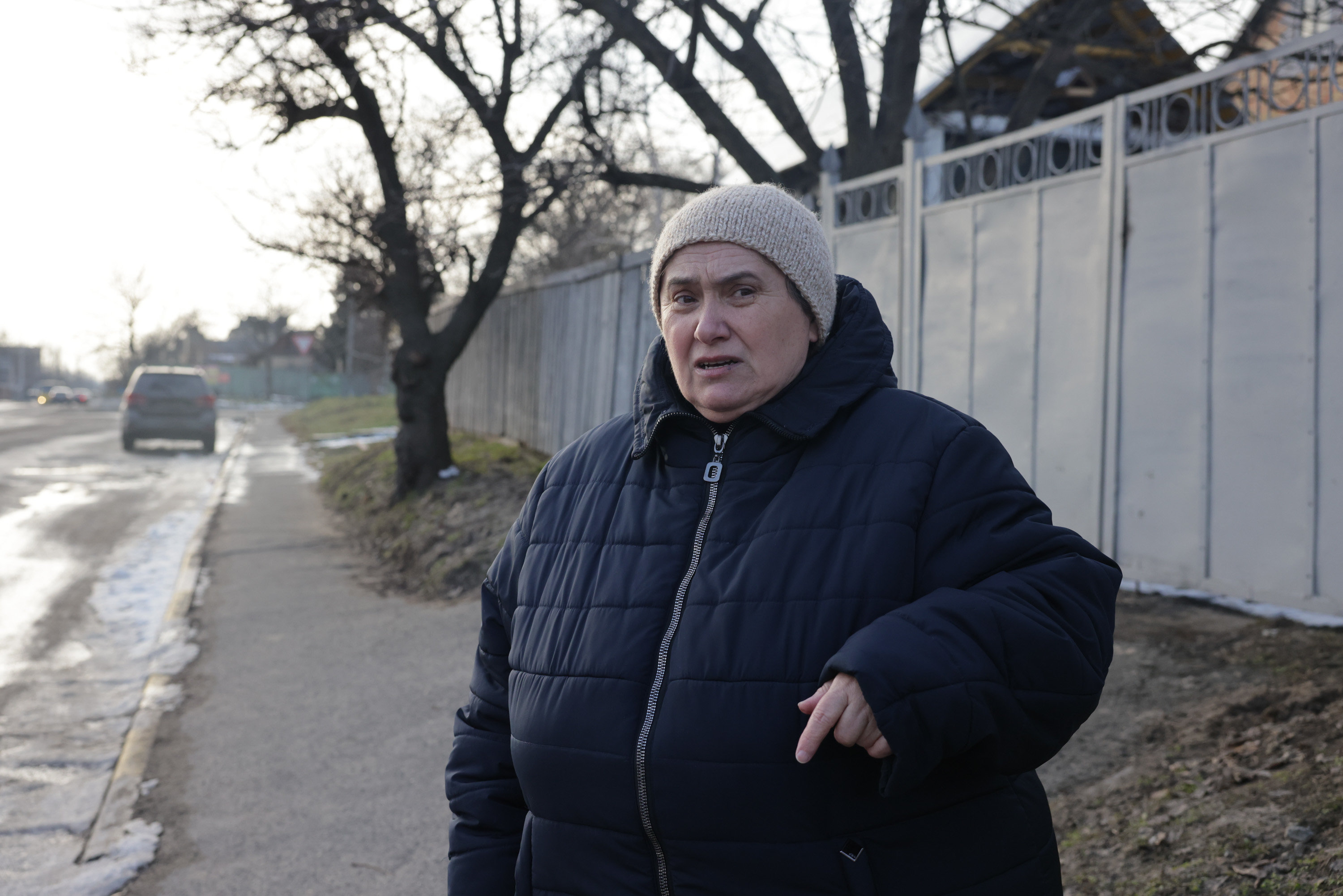 Boutcha (Ukraine), le 11 février 2023. Svitlala a perdu son mari, abattu par les Russes alors qu'il partait au travail à vélo. Son corps a été retrouvé à cet endroit dans la rue au lendemain du retrait russe de Boutcha. LP/Philippe de Poulpiquet