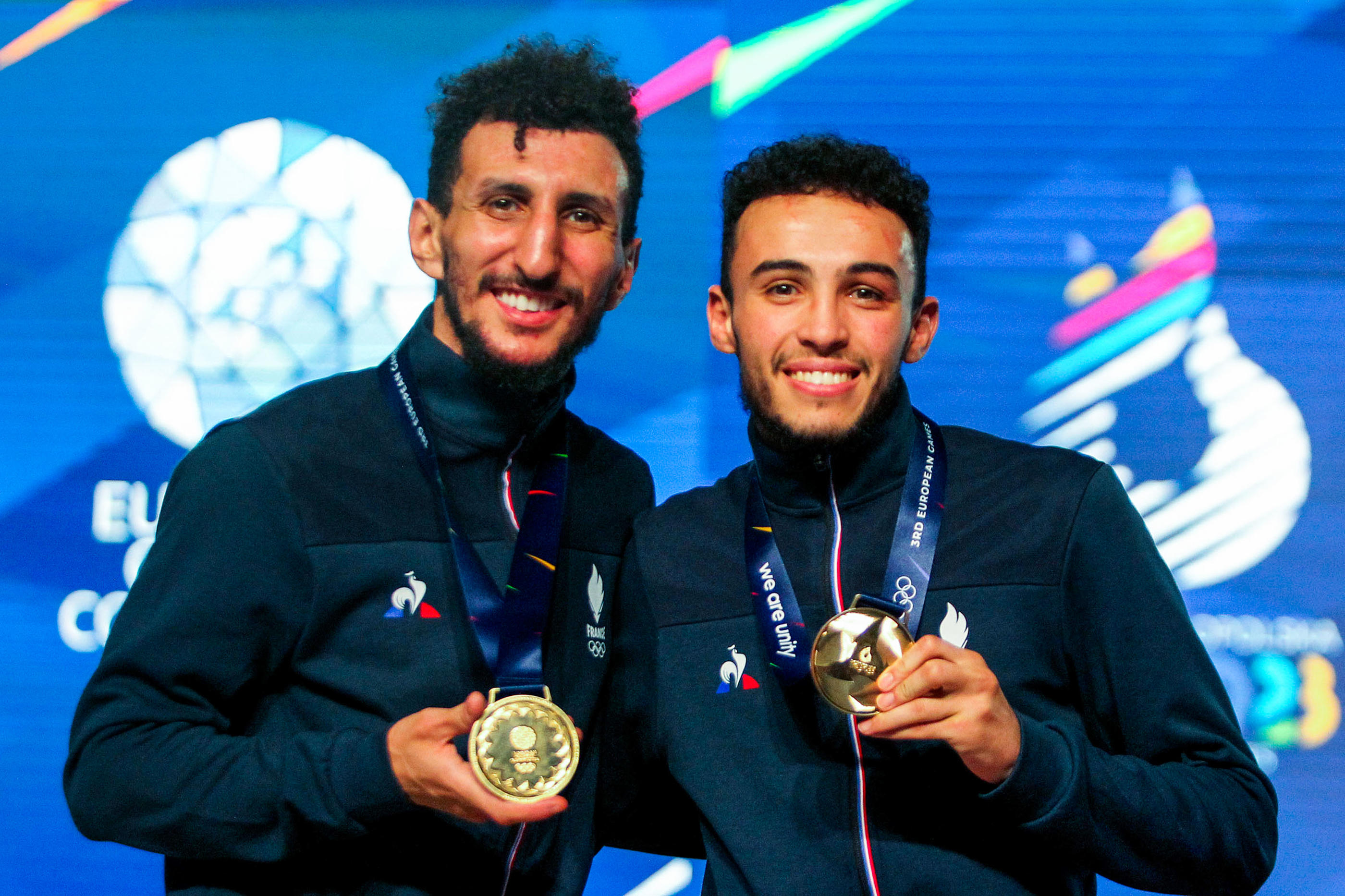 Sofiane Oumiha (à gauche) et Billal Bennama ont remporté la médaille d'or des Jeux Européens. Icon Sport