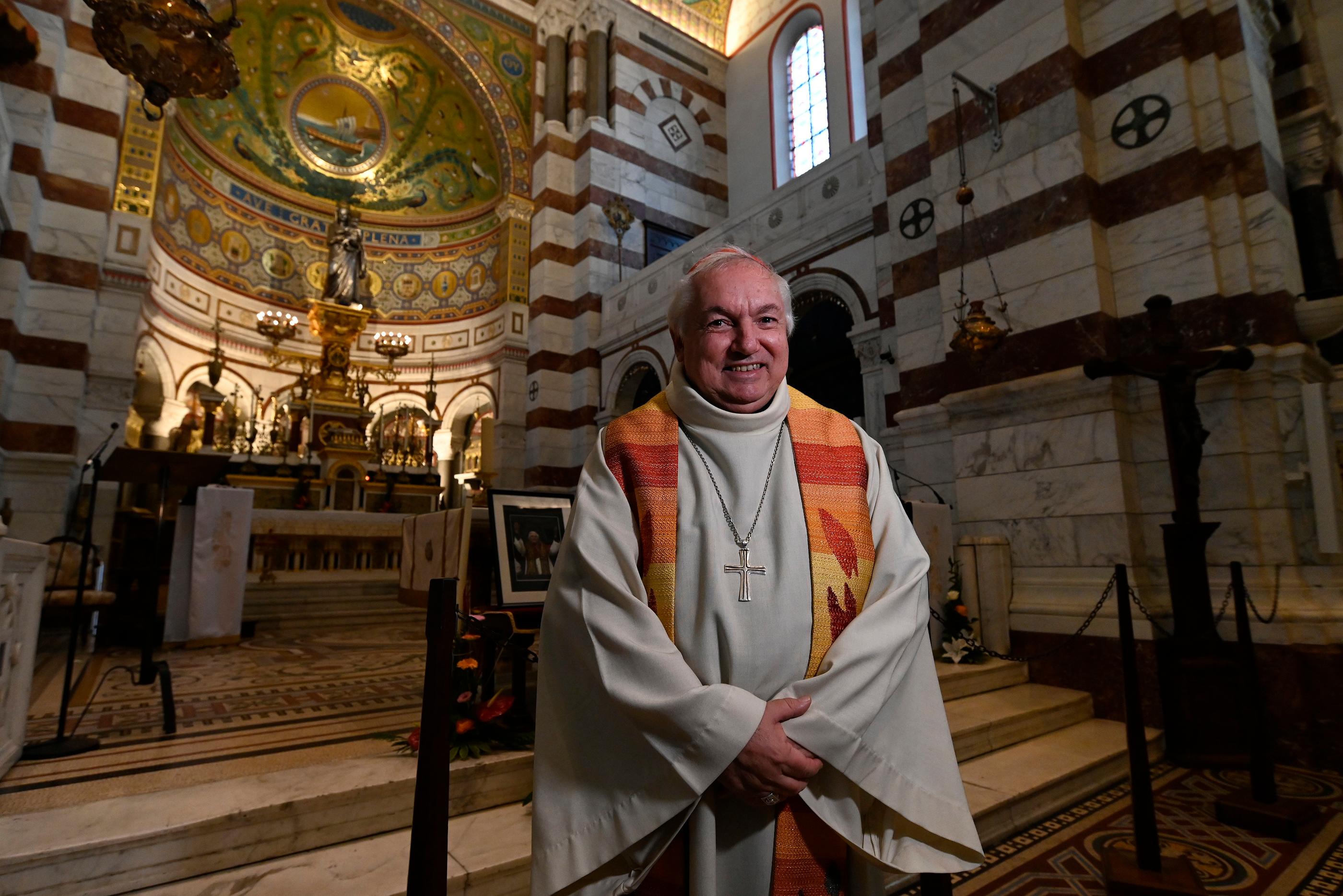 Le cardinal Jean-Marc Aveline, archevêque de Marseille (ici en janvier), est décrit comme «un excellent théologien et un vrai pasteur». MAXPPP/La Provence/Franck Pennant