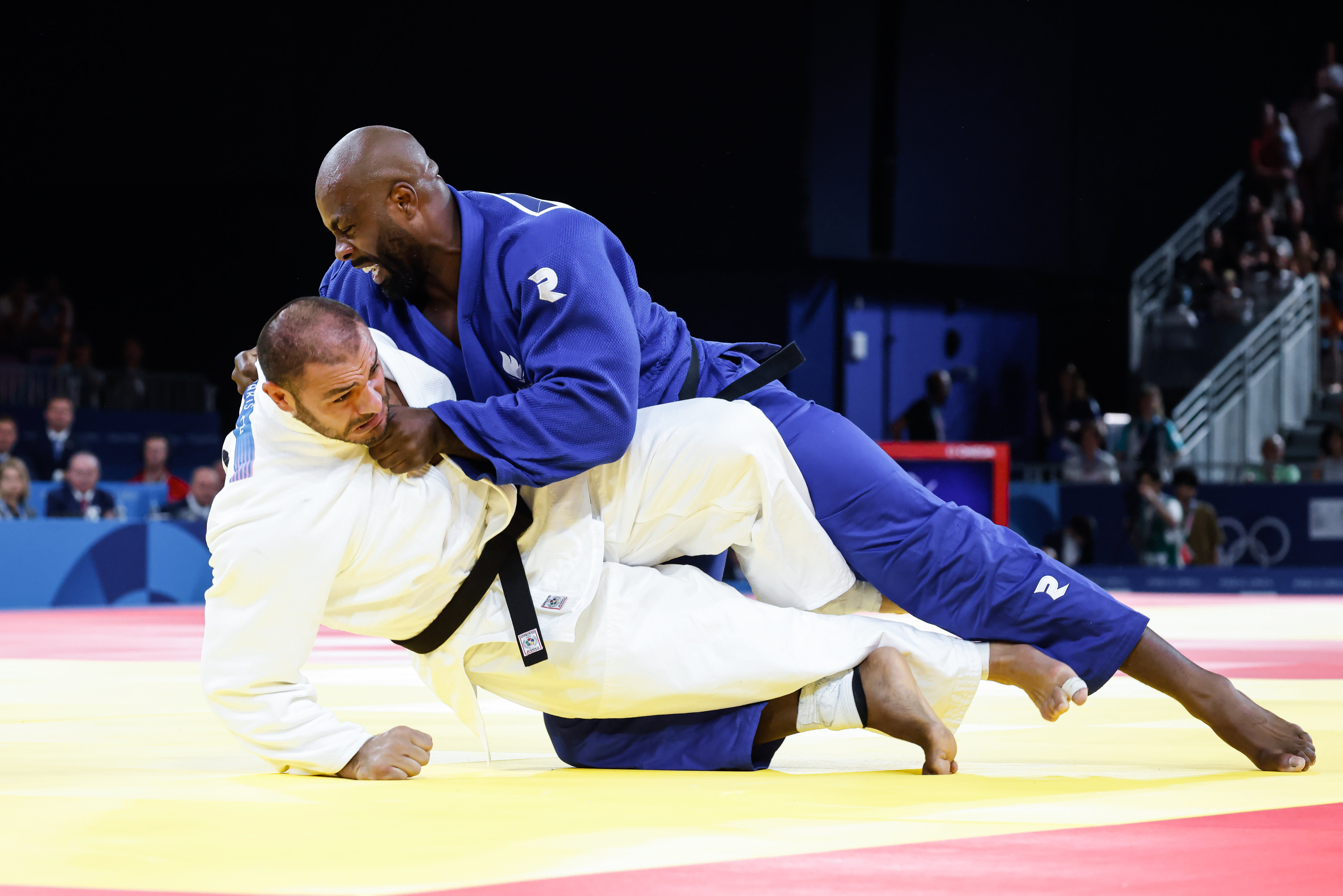 Le Géorgien, qui s’est énervé et a fait chuter Riner alors que le combat était terminé, ne pourra pas disputer son match pour le bronze. LP/Olivier Corsan