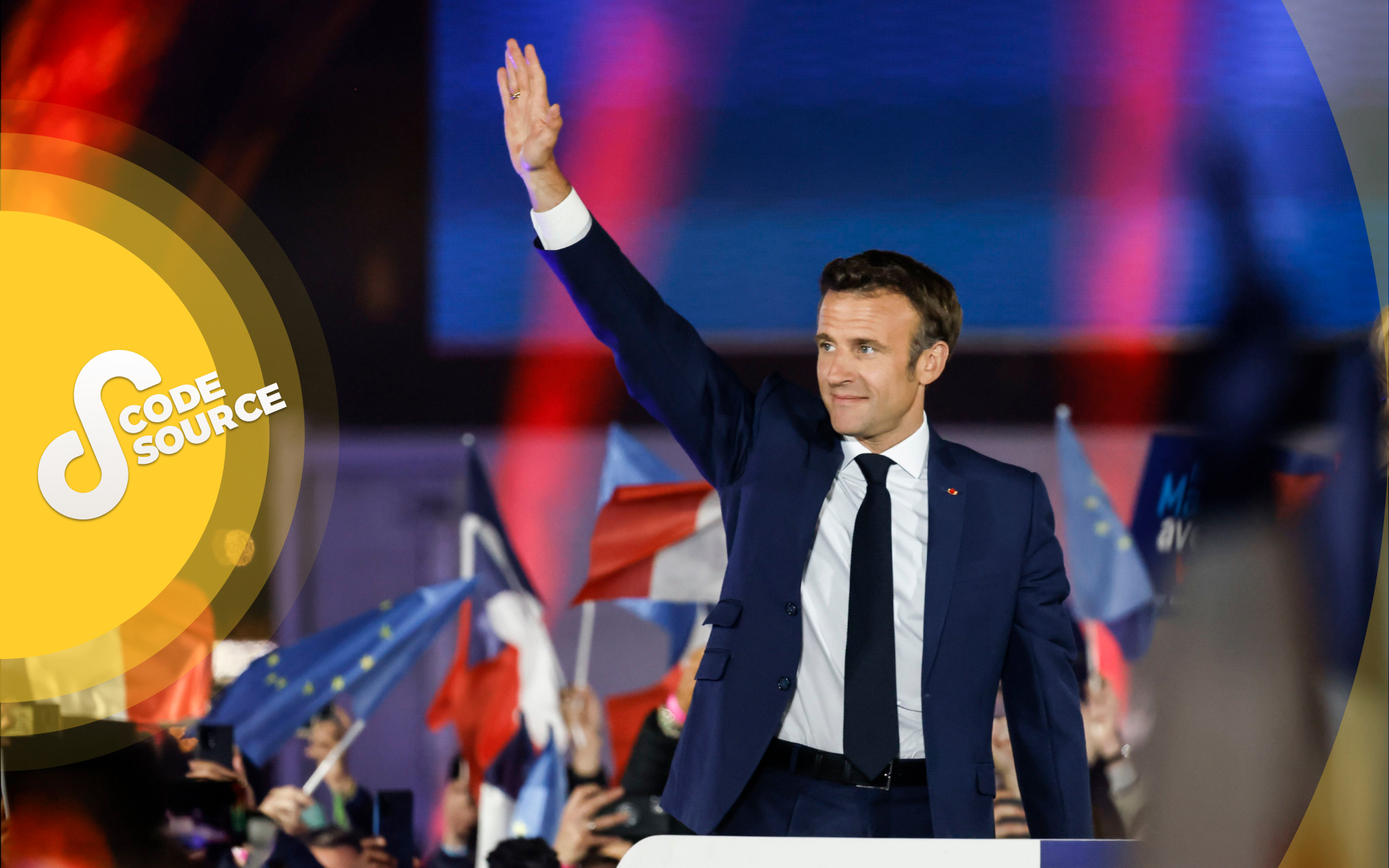 Emmanuel Macron après son discours de victoire à l’élection présidentielle, sur le Champs-de-Mars (Paris VIIe), le 24 avril 2022. LP/Fred Dugit