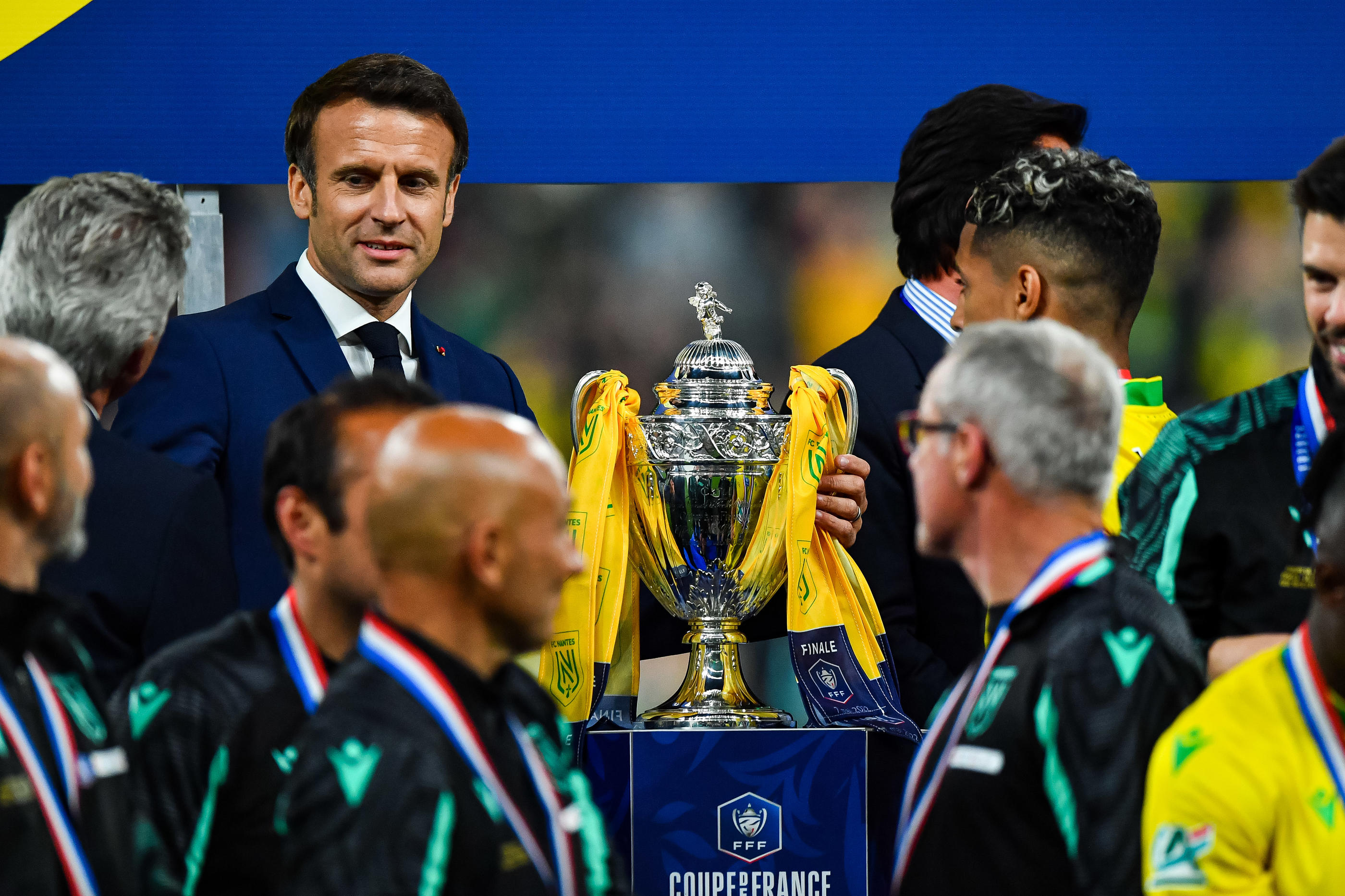La cérémonie de remise du trophée de la Coupe de France, organisée en 2022 sur la pelouse du Stade de France, devrait cette fois se tenir dans les tribunes. Baptiste Fernandez/Icon Sport