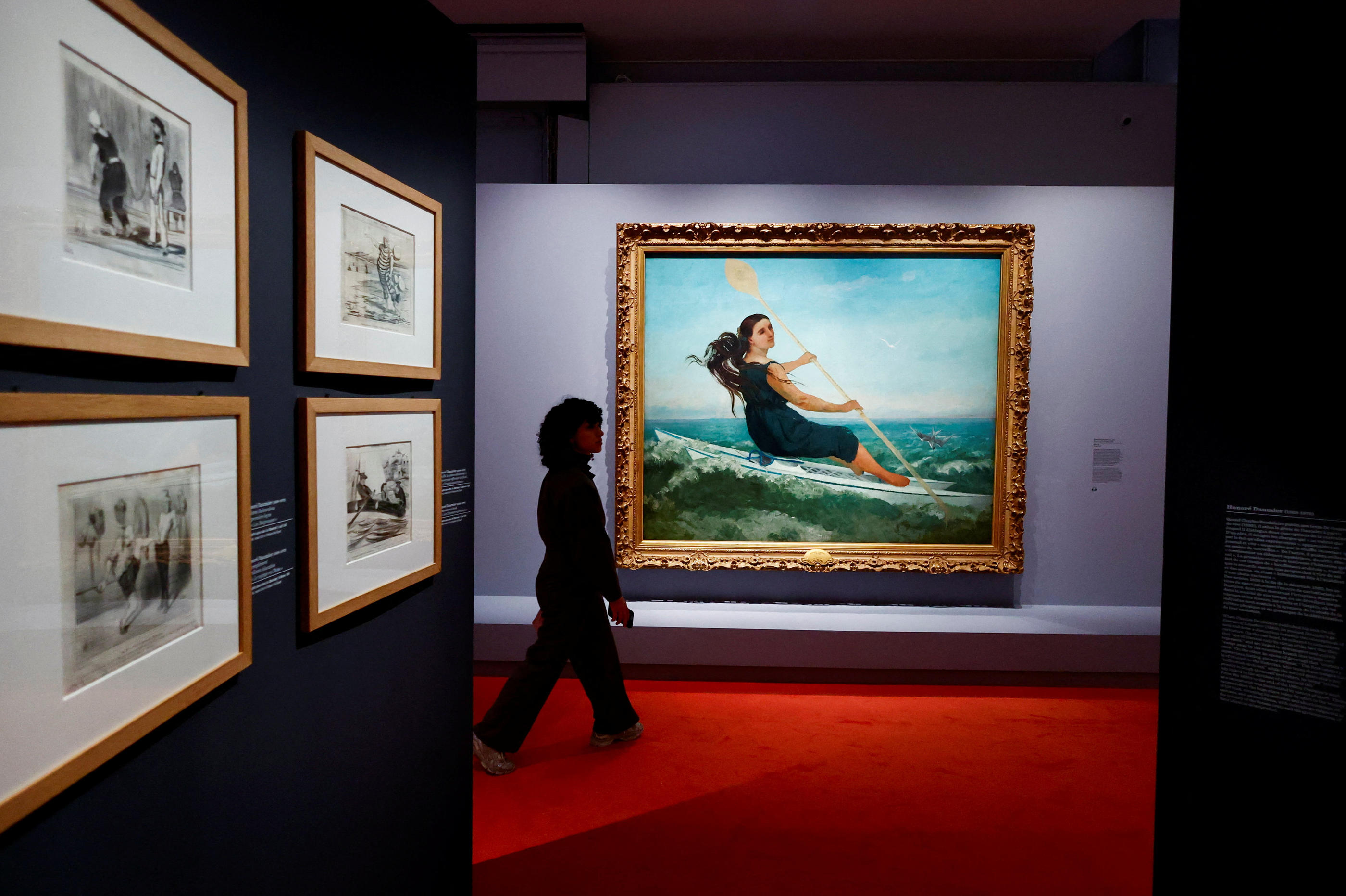 « La Femme au podoscaphe » ou l'aviron vu par Gustave Courbet, une des œuvres exposées au musée Marmottan,. REUTERS/Gonzalo Fuentes