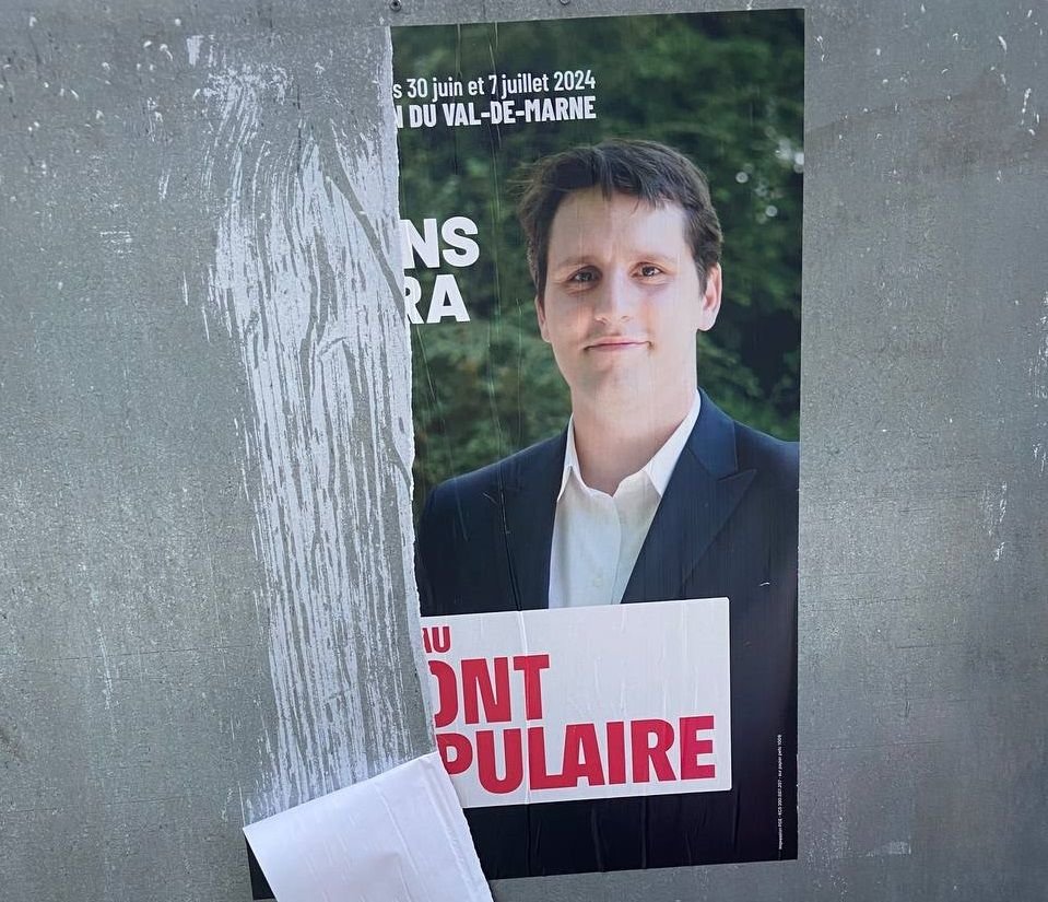 Le candidat du Nouveau Front populaire, João Martins Pereira, assure que ses affiches officielles sont «systématiquement dégradées» dans les vingt-quatre heures suivant leur installation. DR