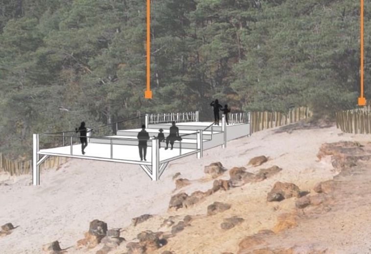 Une plateforme en bois, sur pilotis, va être aménagée, en 2024, à la cime du front de sable sur le site de la sablière de Châlons-sur-Vesle, classée en Réserve naturelle depuis janvier 2021. DR