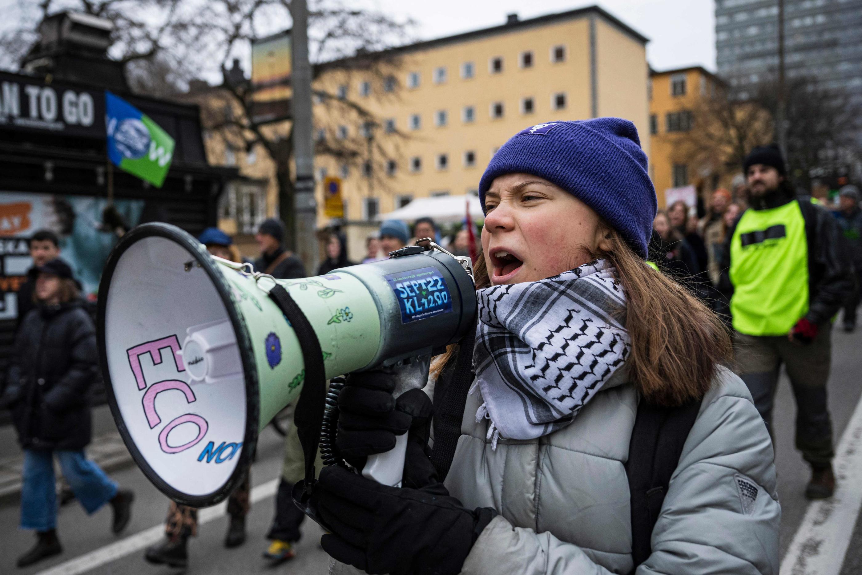 La jeune militante était présente à la marche "Fridays for Future", vendredi dernier à Stockholm. AFP/Jonathan Nackstrand
