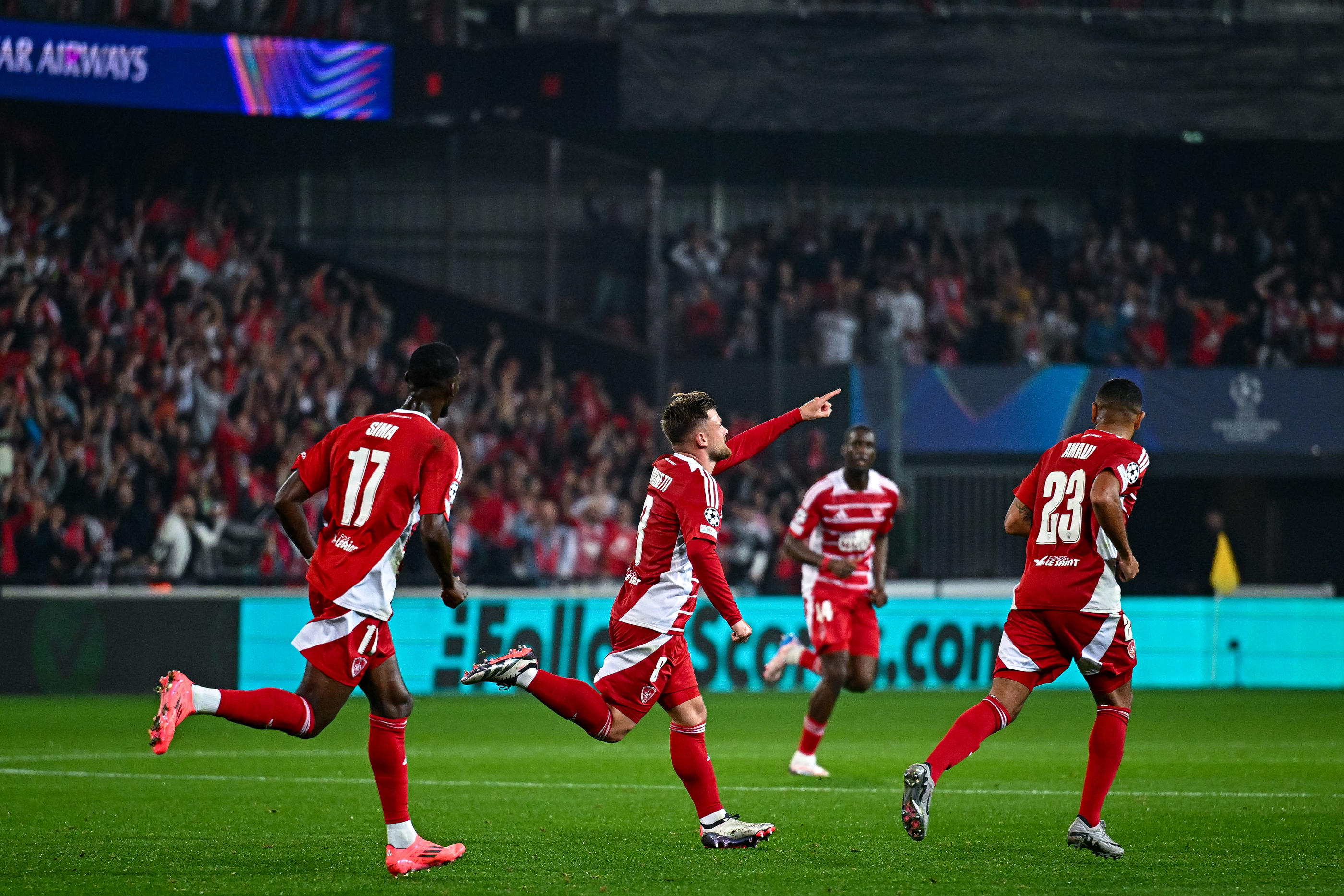 Hugo Magnetti, fidèle du Stade brestois, a inscrit le premier but du club sur la scène européenne. (Photo Baptiste Fernandez/Icon Sport)