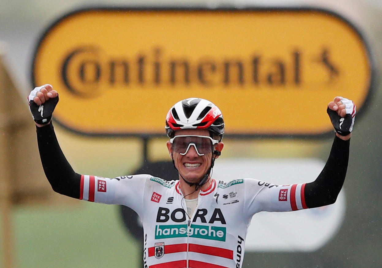 L'émotion de Patrick Konrad, vainqueur de sa première étape sur le Tour de France. REUTERS/Stephane Mahe
