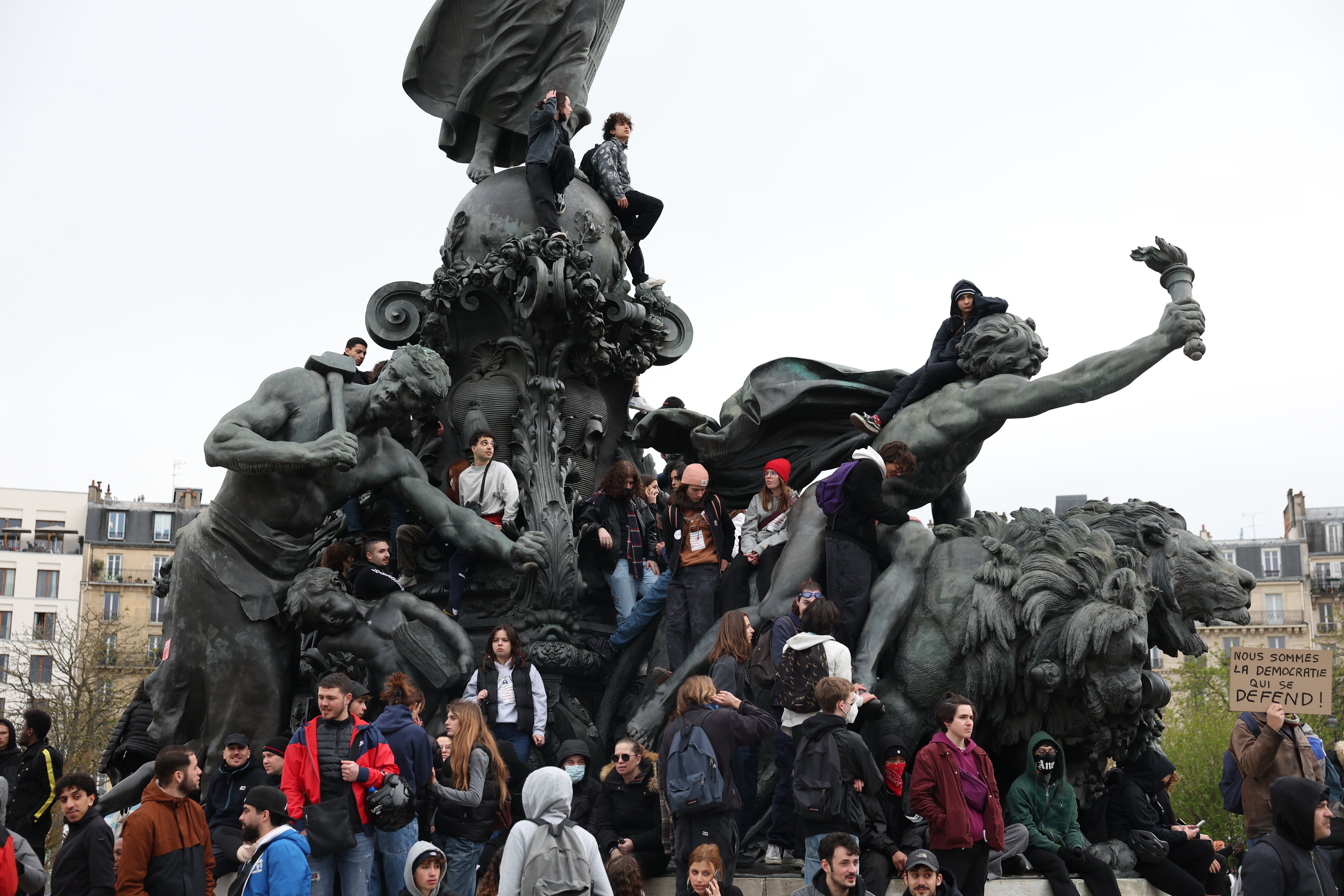 Comme partout en France, la manifestation parisienne a moins rassemblé que la semaine dernière. LP/Arnaud Journois