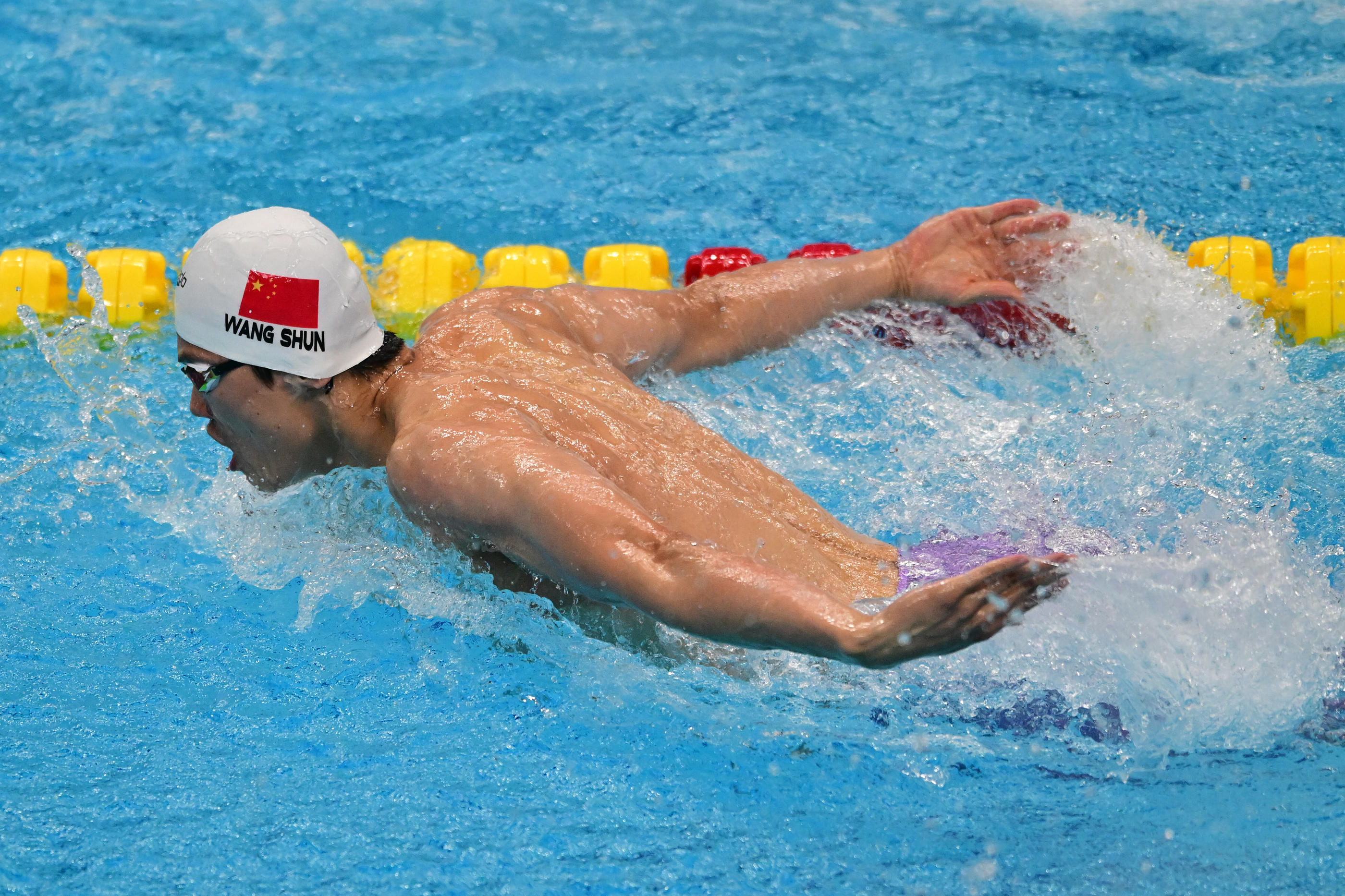 Le nageur chinois Wang Shun aux Jeux asiatiques 2023.  Icon sport/SOPA Images/Sipa USA/Luis Veniegra