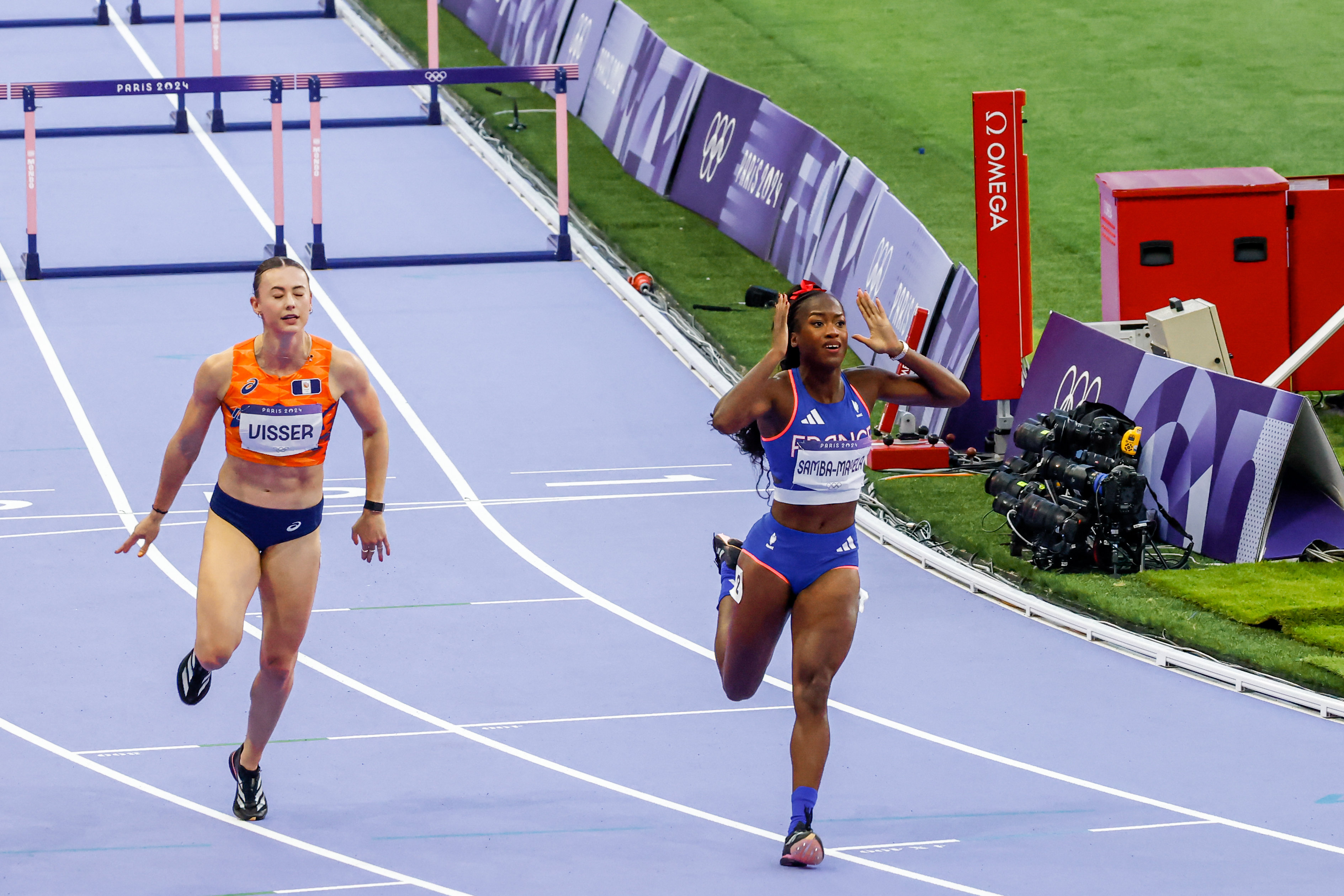 A un centième près, Cyréna Samba-Mayela décrochait l'or olympique sur 100 m haies. LP/Olivier Corsan