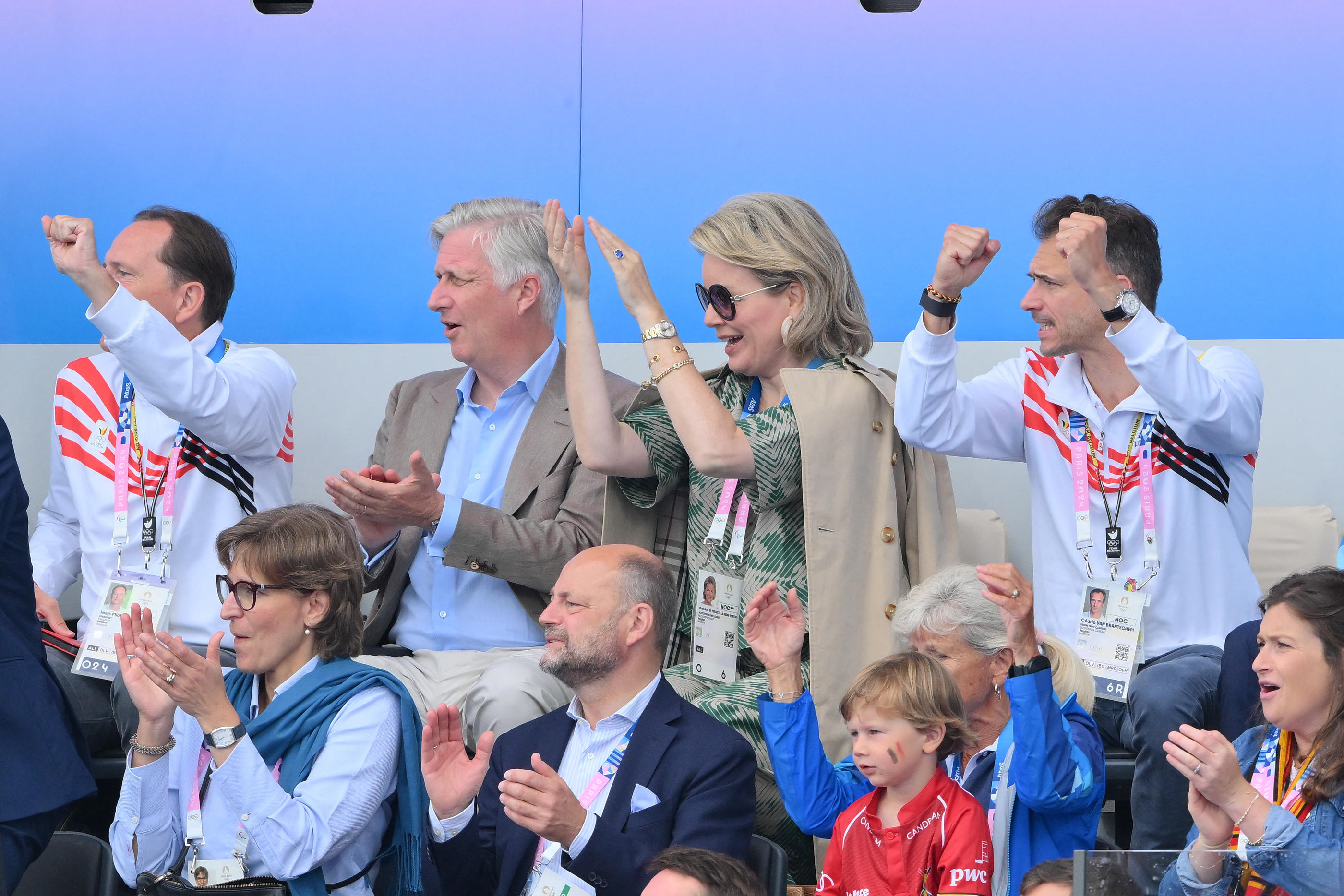 Le roi Philippe et la reine Mathilde de Belgique dans les tribunes du stade Yves-du-Manoir, le 30 juillet. Abaca/Icon Sport