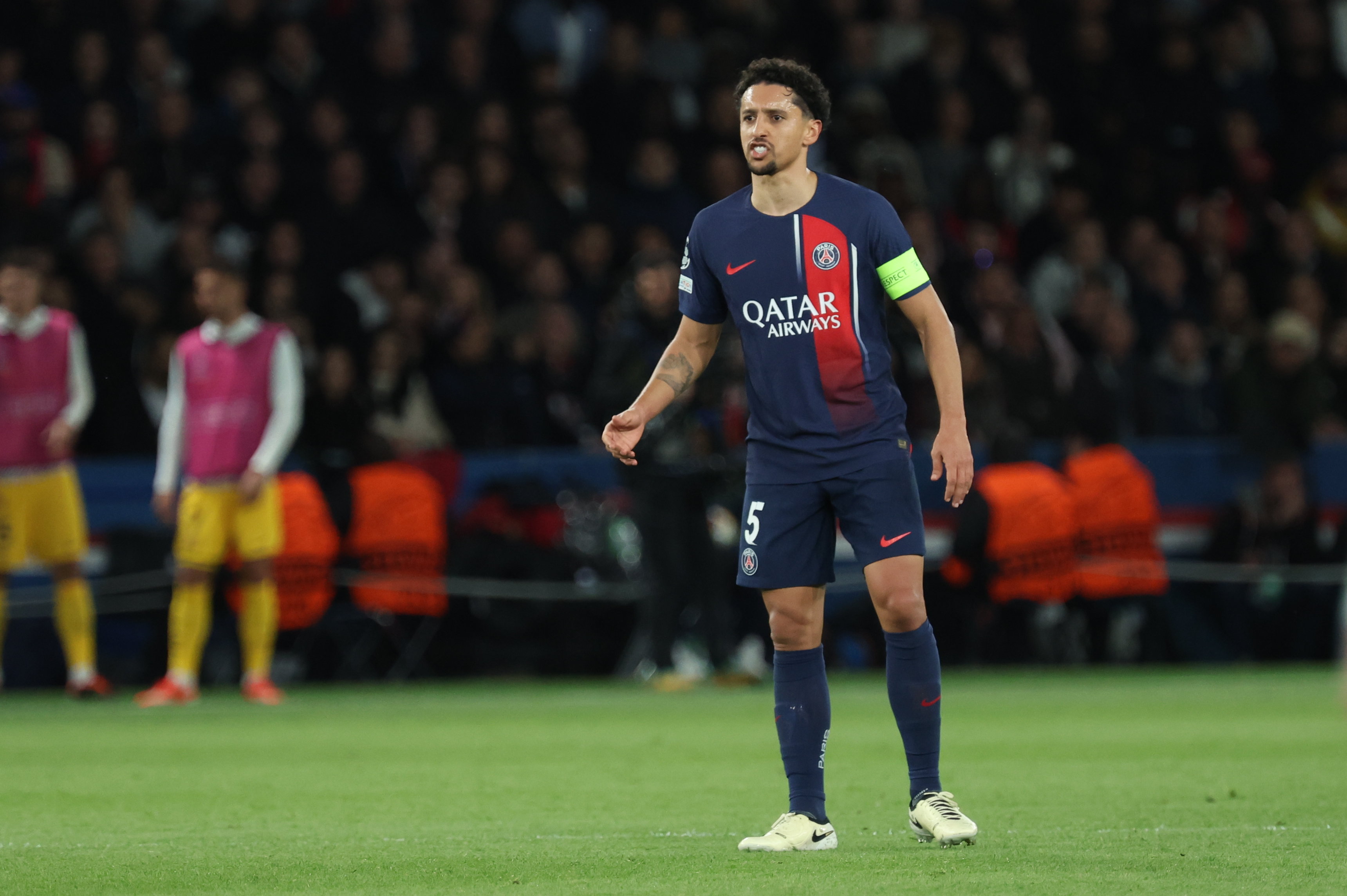 Le capitaine du PSG était déçu à l'issue du match face au FC Barcelone. LP/Arnaud Journois