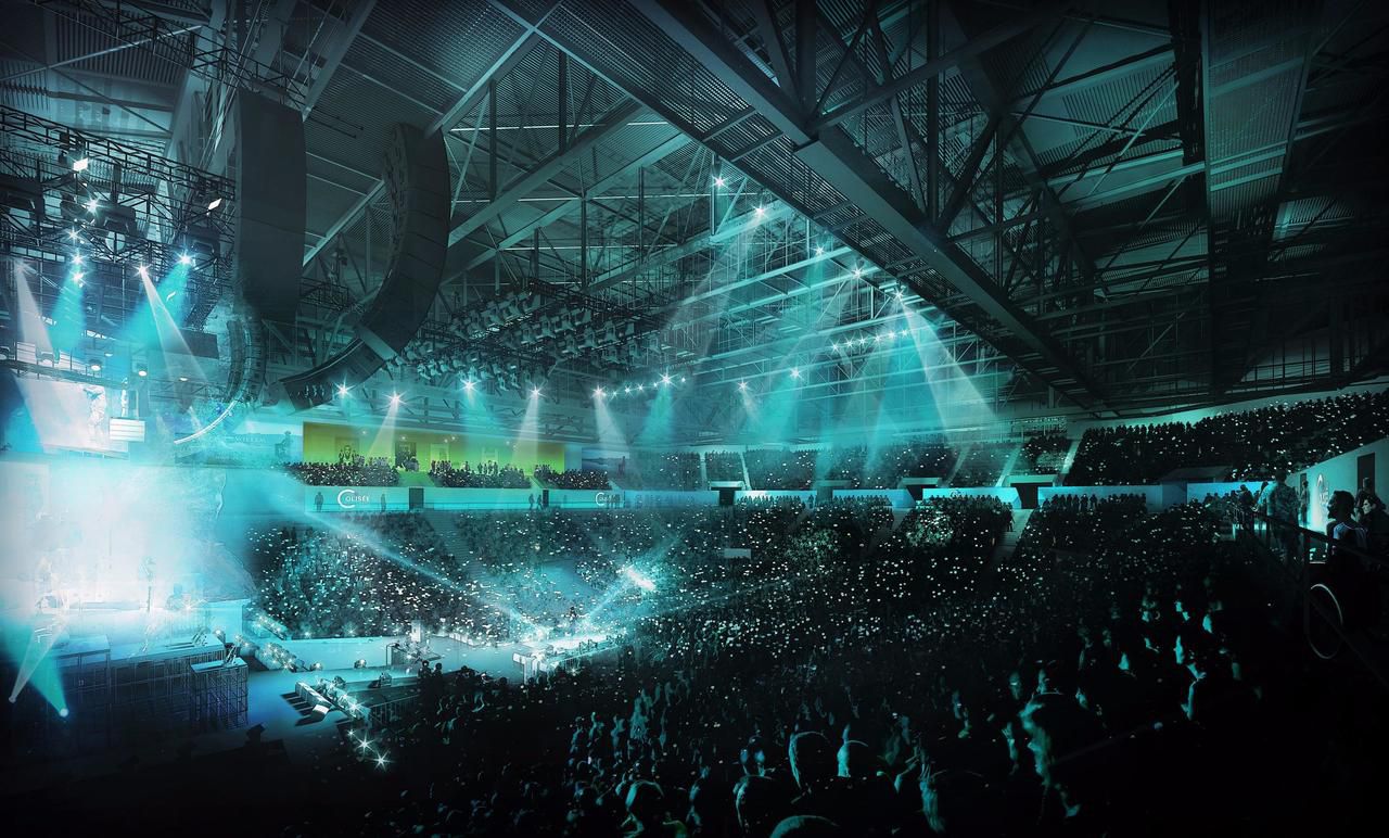 <b></b> Vue en 3D du Colisée, la future arène sportive de Tremblay-en-France qui pourra accueillir 10 000 personnes. 