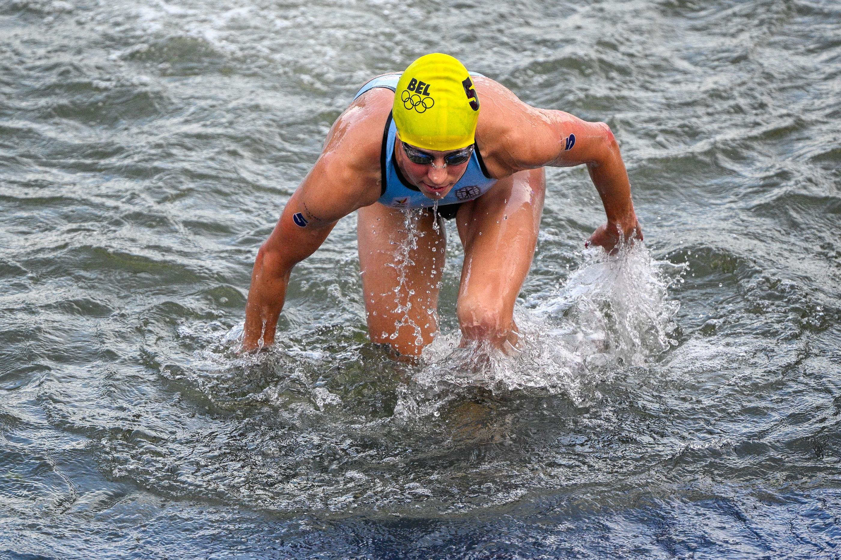 Claire Michel a pris part à l'épreuve individuelle de triathlon et s'était donc baignée dans la Seine. Icon Sport/JASPER JACOBS