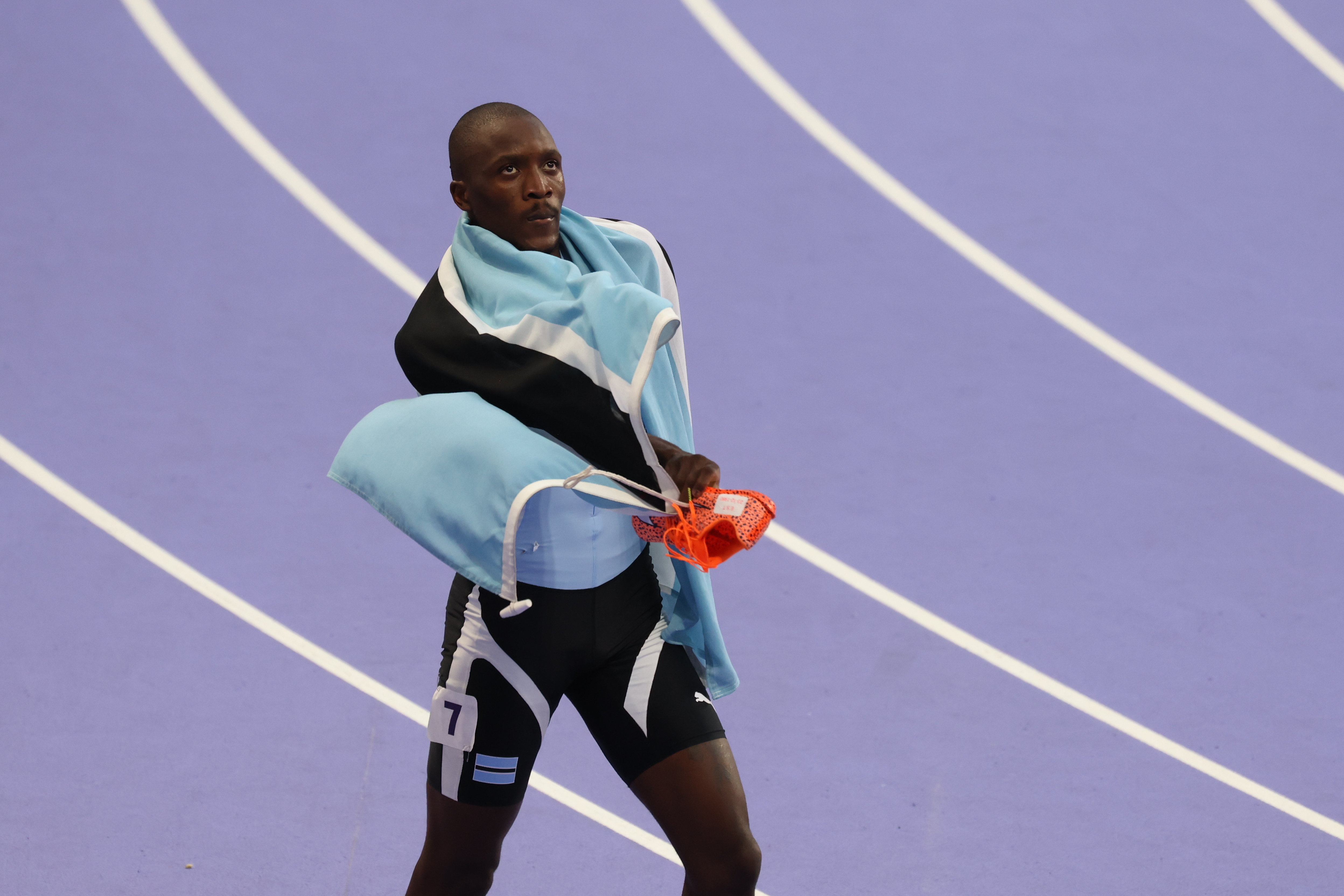 Le sprinteur du Botswana Letsile Tebogo est devenu une légende dans son pays après sa médaille d'or au 200 m. LP/Jean-Baptiste Quentin