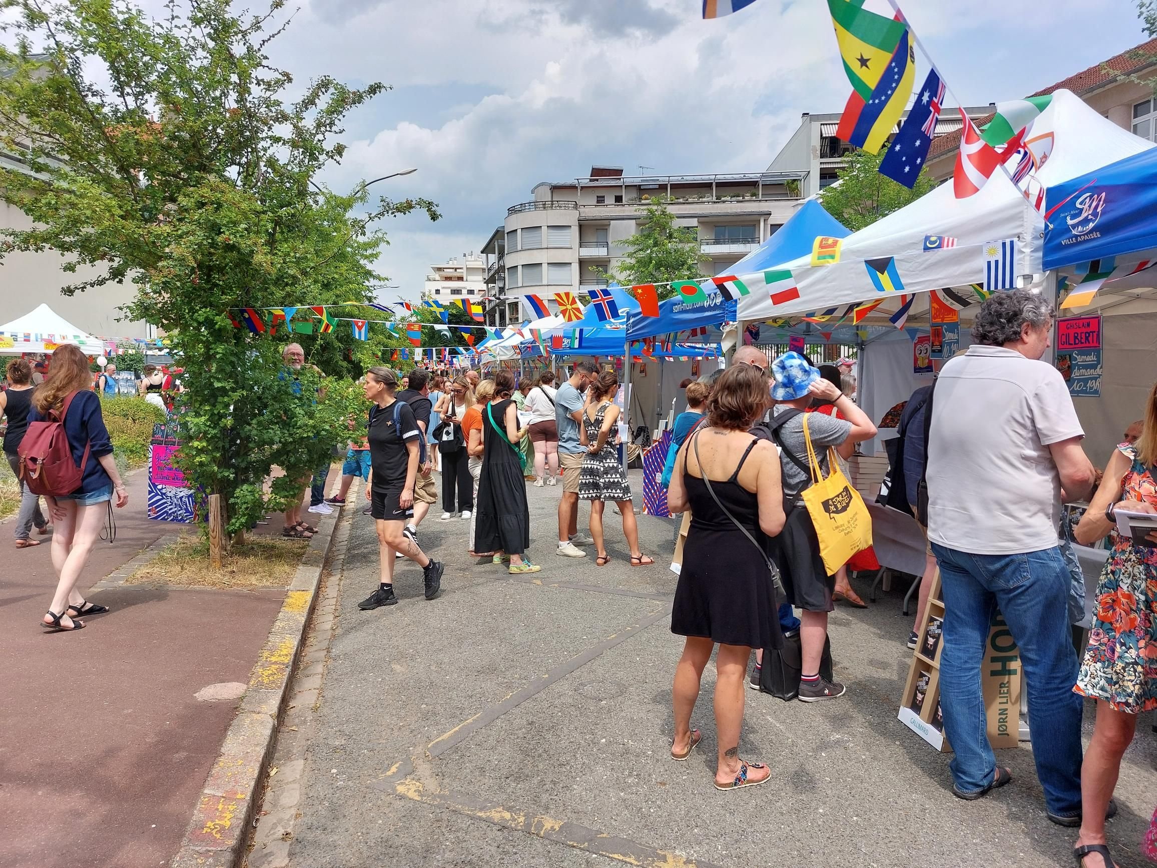 Saint-Maur (Val-de-Marne), ce samedi. Un public nombreux est venu à la rencontre des écrivains dans une avenue bloquée pour l'occasion. LP/Fanny Delporte