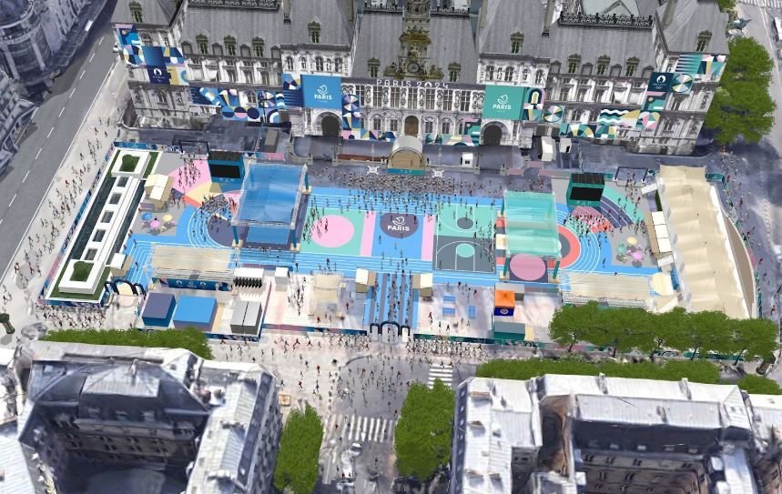 Pas moins de 26 sites de festivités seront accessibles gratuitement dans Paris dont la Terrasse des Jeux sur le parvis de l'Hôtel de Ville (IVe). /Ville de Paris