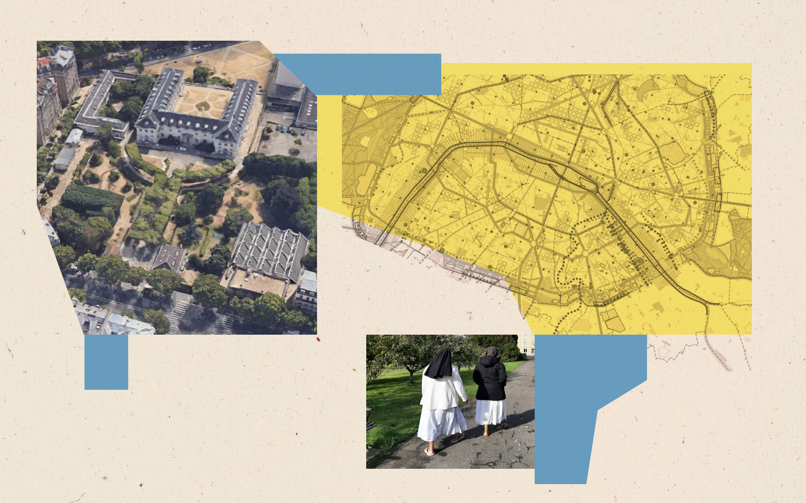 De nombreux biens de congrégations religieuses, du diocèse ou de paroisses catholiques de Paris sont visés par le nouveau Plan local d'urbanisme de la Ville. Le Parisien-DA/Google Earth; Marine Legrand; Apur