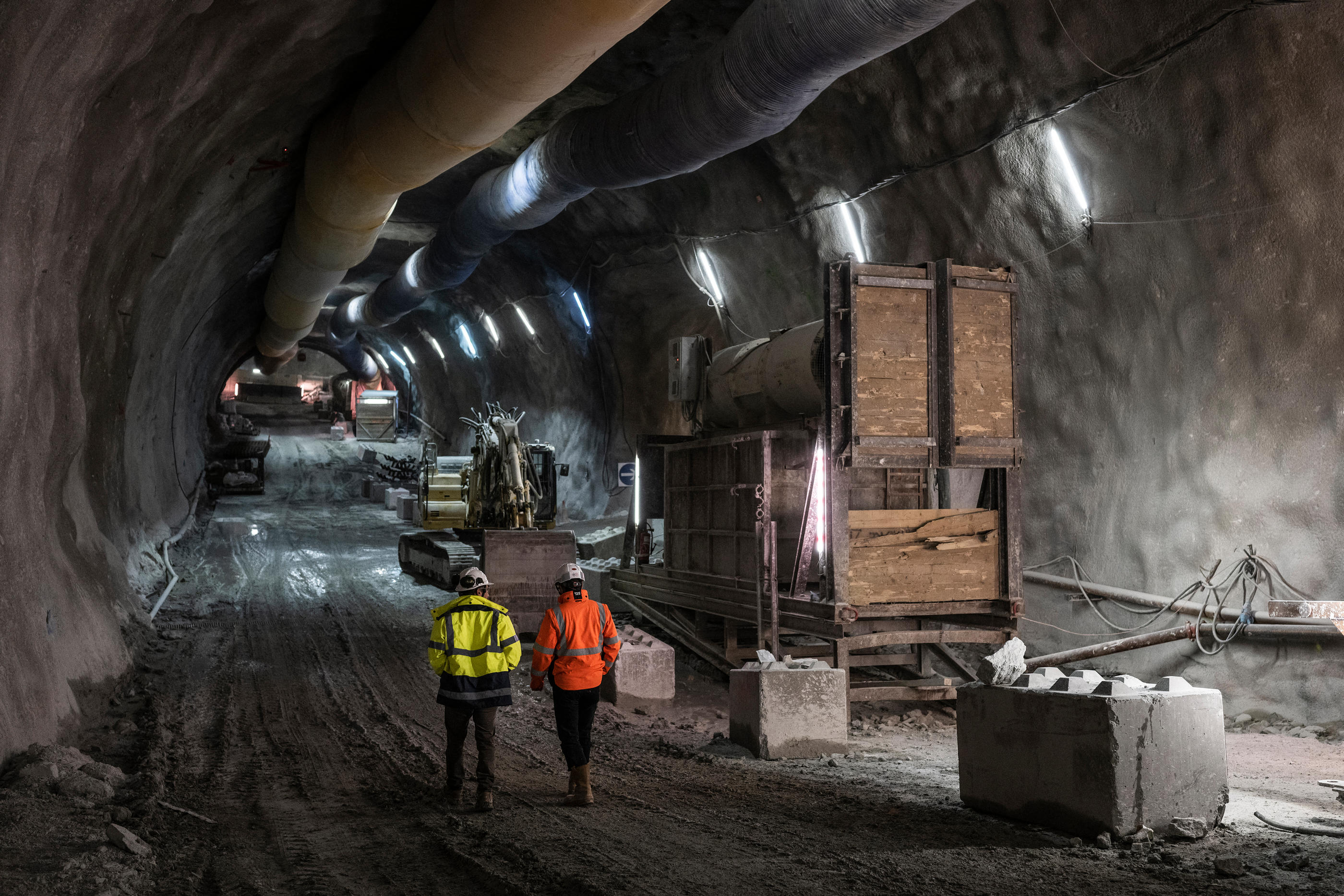 Avrieux, le 18 janvier 2023. Chantier de construction du tunnel pour la ligne de TGV entre Lyon et Turin. Marco Bertorello/AFP