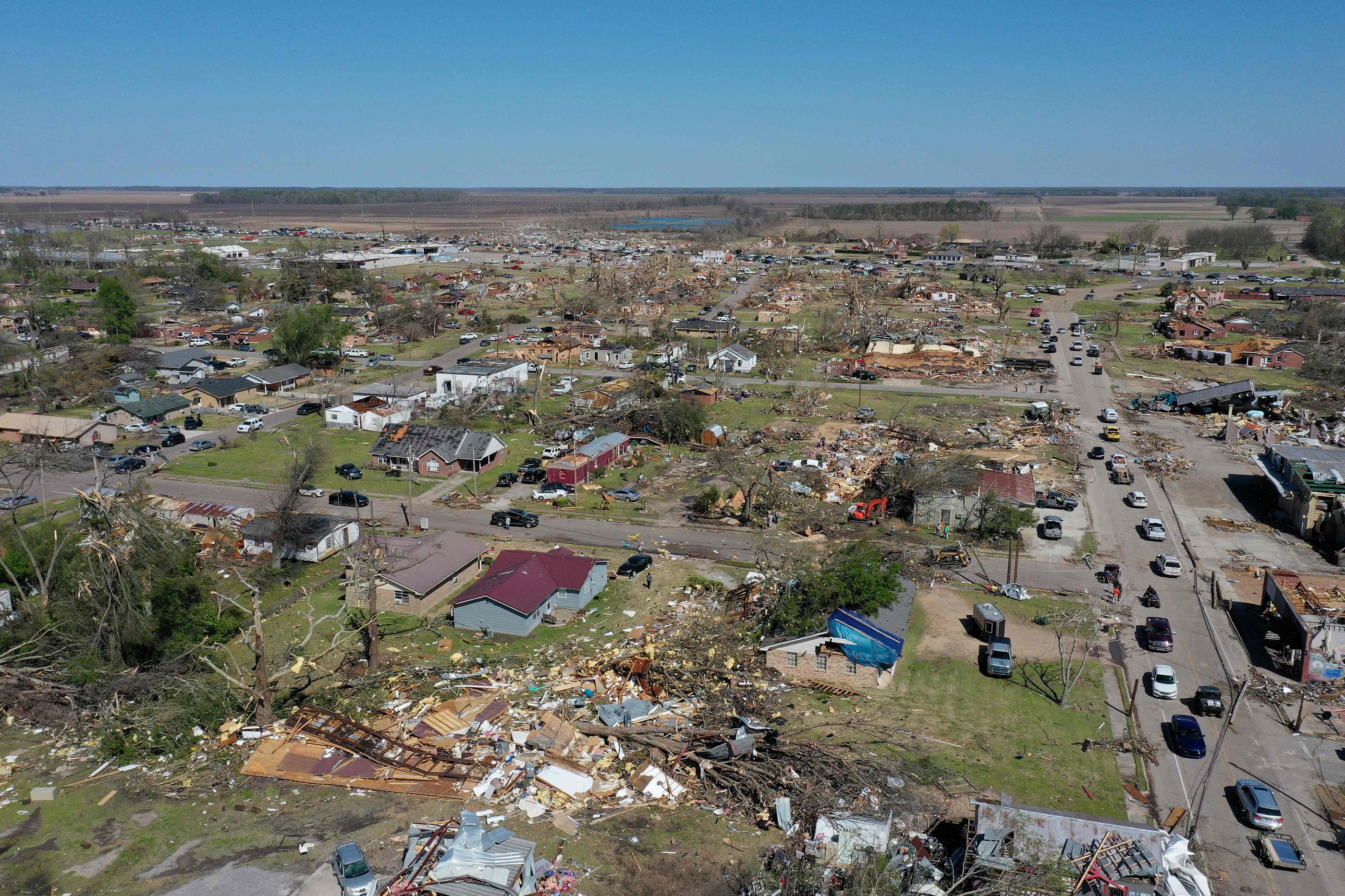 Une série de tornades puissantes, en mars 2023, il y a un an, avait causé d'importants dommages à Rolling Fork, Mississippi, faisant au moins 25 morts. AFP/Will Newton