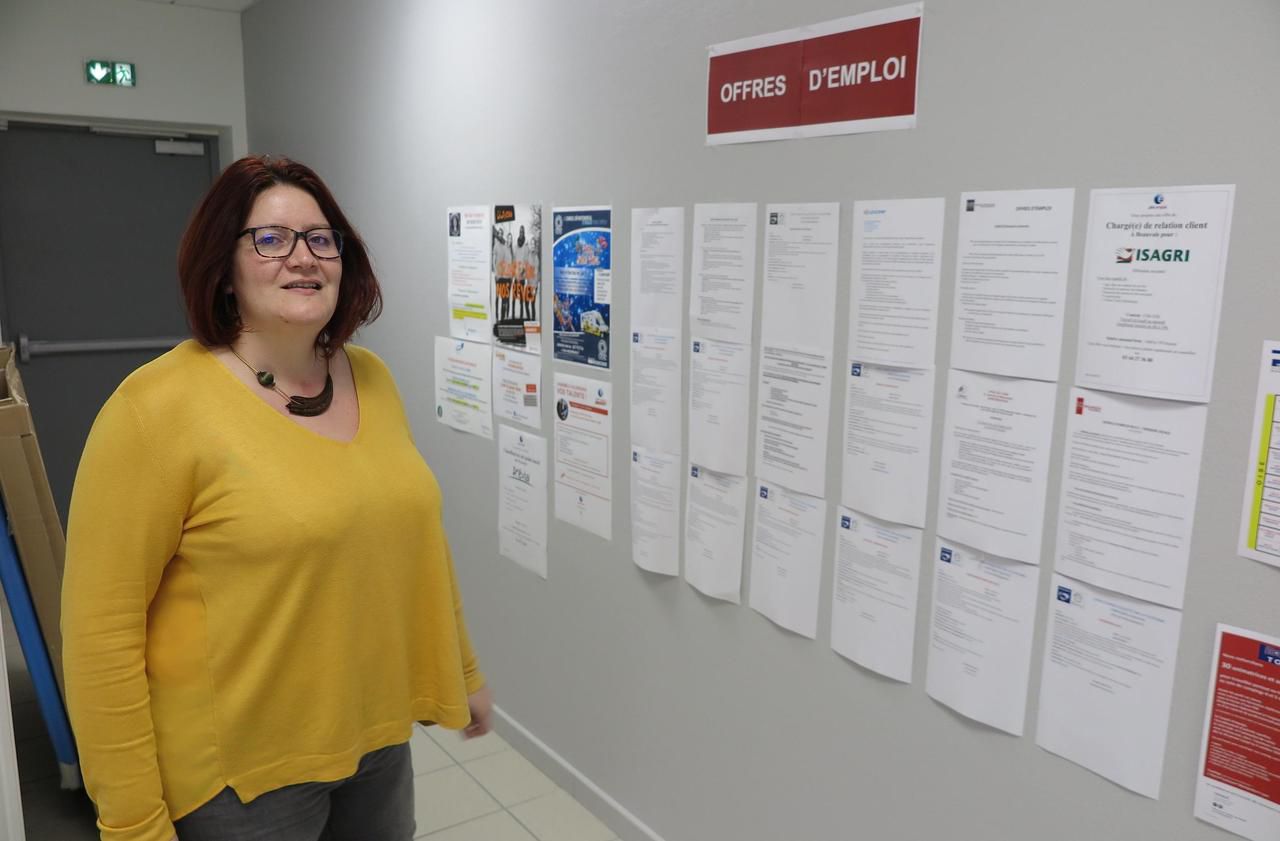 <b></b> Face au mur de l’emploi constitué d’offres pouvant intéresser le public de la cité des métiers, la responsable, Delphine Roussel espère que les demandeurs d’emploi trouvent des missions.