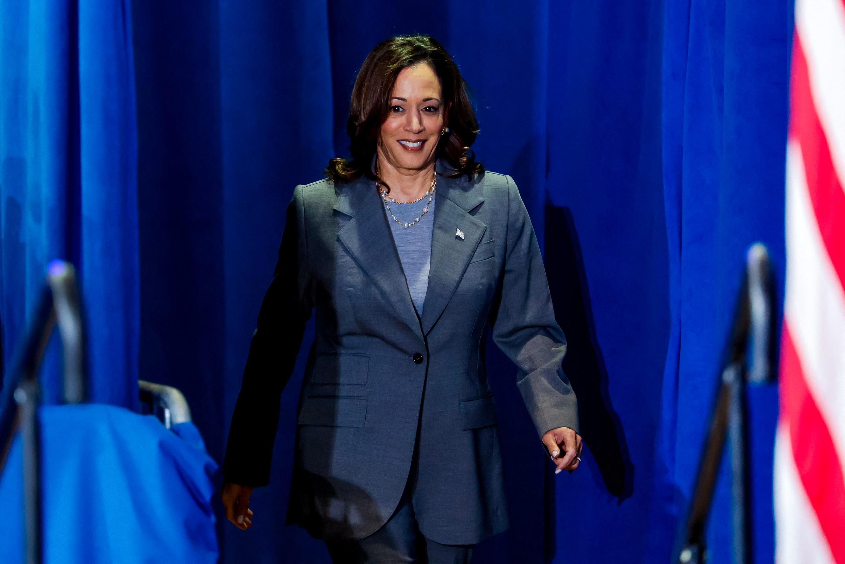 Caroline du Nord, 11 juillet. Face aux doutes sur la santé de Joe Biden, Kamala Harris apparaît comme la candidate naturelle des démocrates si le président se désistait. MaxPPP/Erik S. Lesser/EPA