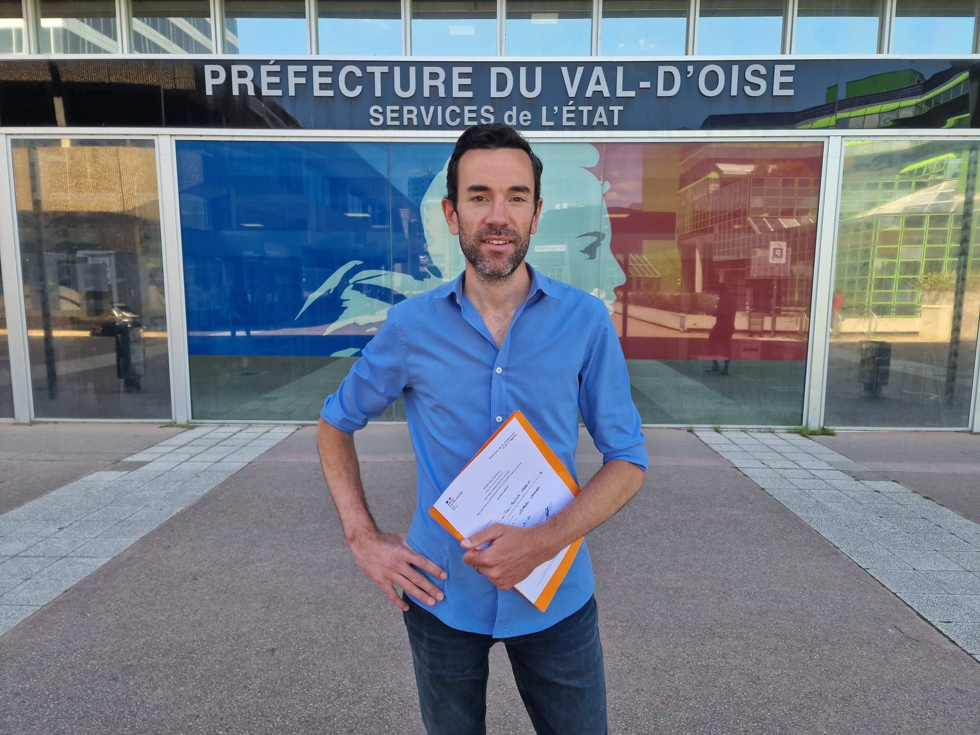 Cergy, le 13 juin. Candidat RN âgé de 38 ans devenu conseiller régional en 2021, Jean-Baptiste Marly est aussi documentaliste territorial. LP/M.B.-L.