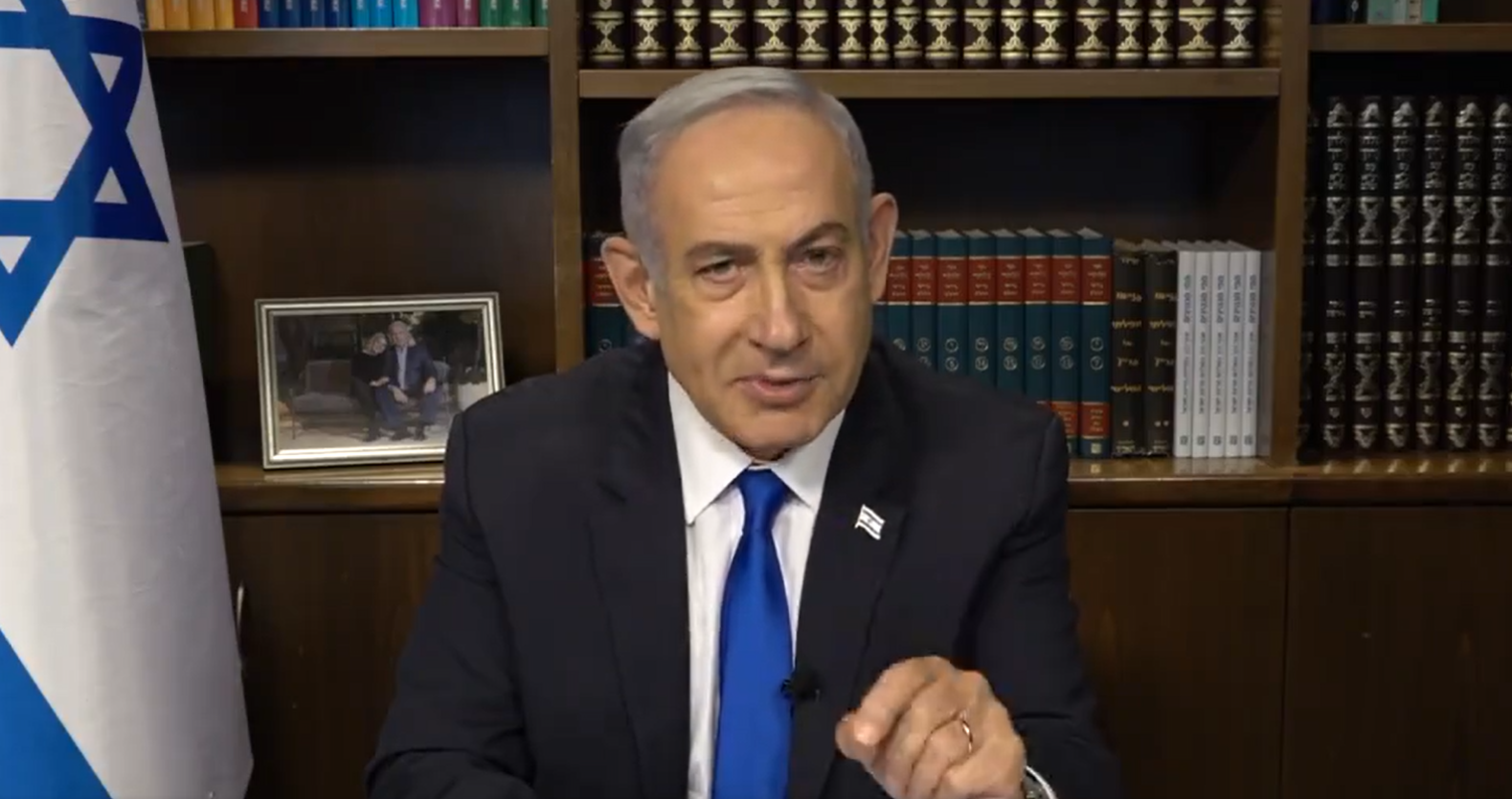 Benyamin Netanyahou sur LCI ce jeudi soir. @LCI