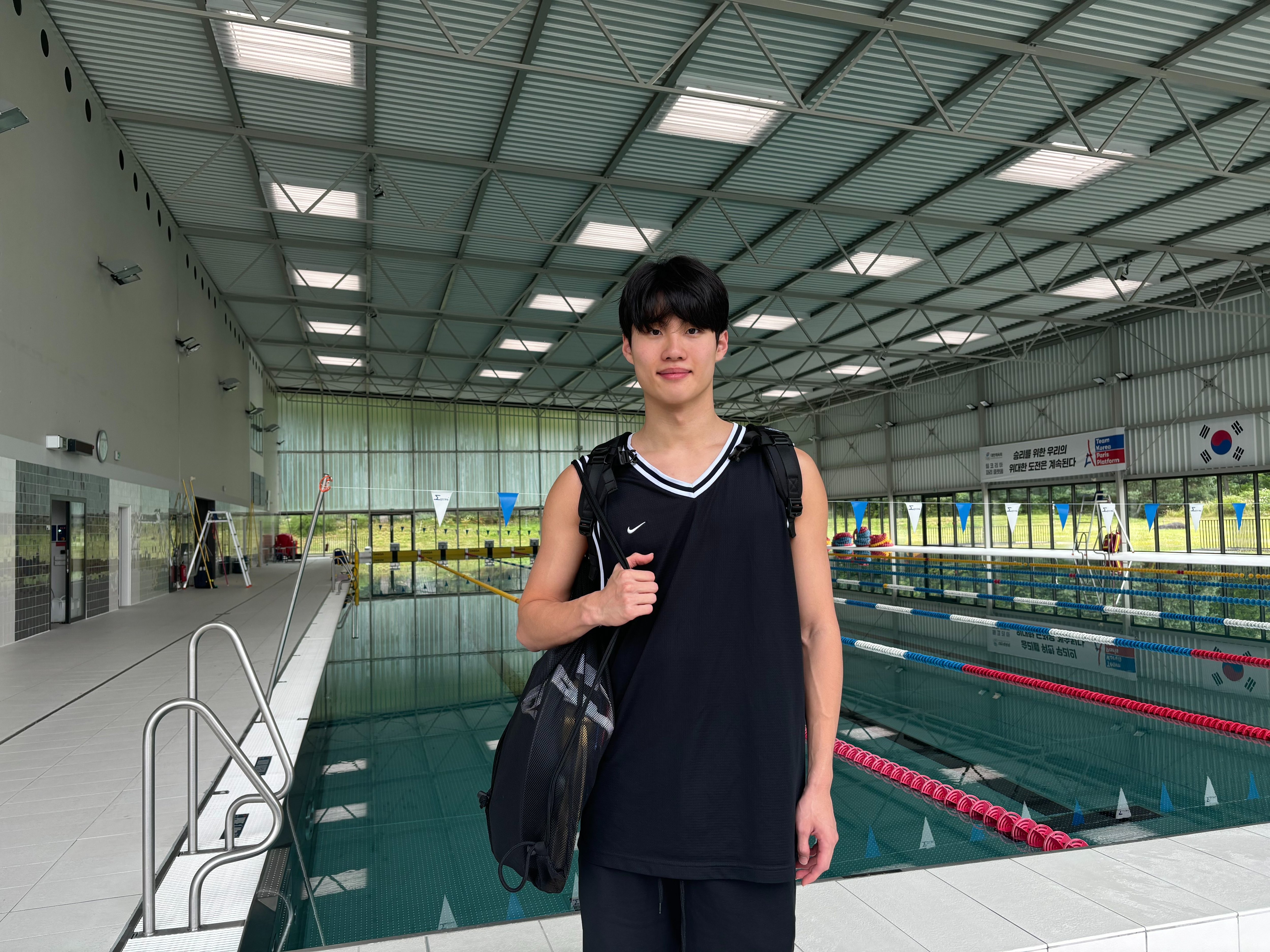 Fontainebleau, le 21 juillet 2024. Véritable star en Corée du Sud, Sun Woo-Hwang, 21 ans, est un l’un des plus gros espoirs de ces Jeux olympiques en natation. LP/Cécilia Leriche