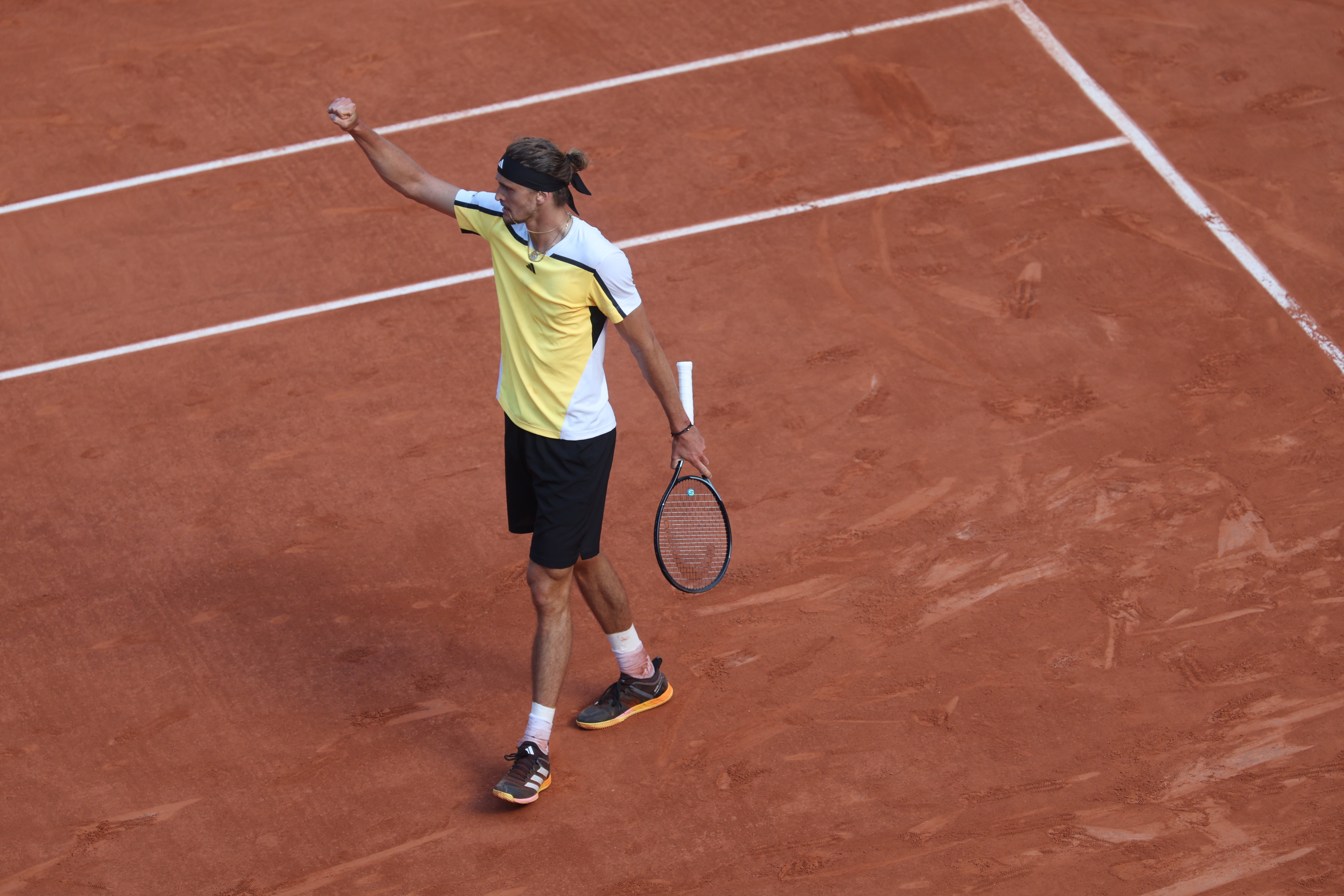 Alexander Zverev a remporté l'un des plus beaux échanges de cette finale de Roland-Garros. LP/Arnaud Journois
