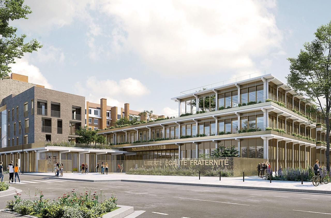 Visuel du projet lauréat du futur collège d’Asnières (Hauts-de-Seine), situé avenue des Grésillons, dont les travaux doivent débuter à la rentrée 2023 pour une ouverture prévue en septembre 2025. BRENAC-GONZALEZ