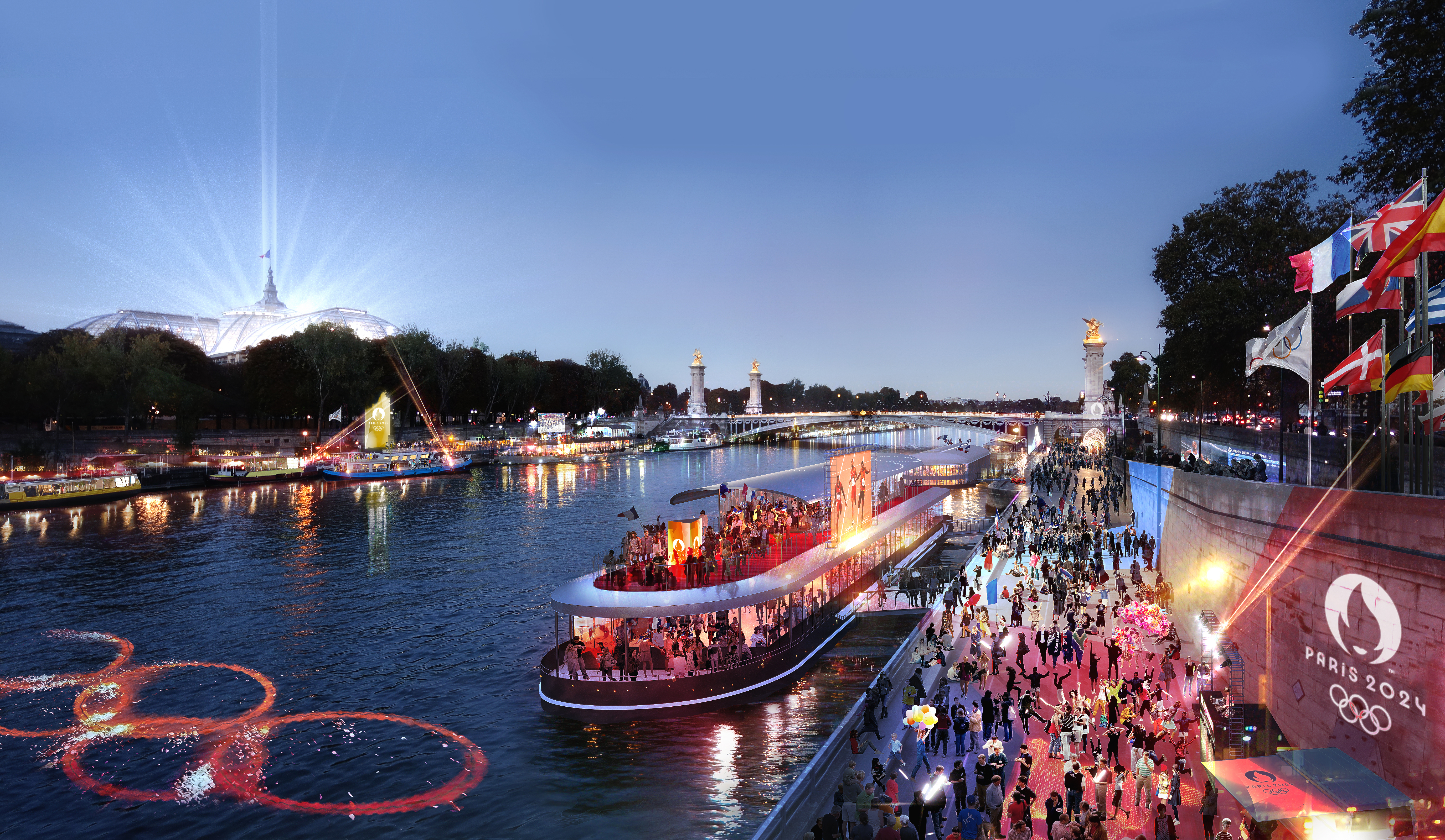 Voici ce à quoi pourrait ressembler l'ouverture des Jeux sur la Seine. Les répétitions de quelques-uns des 12 tableaux de la cérémonie ont commencé, à Paris ou en province, en toute discrétion. Vue d'artiste