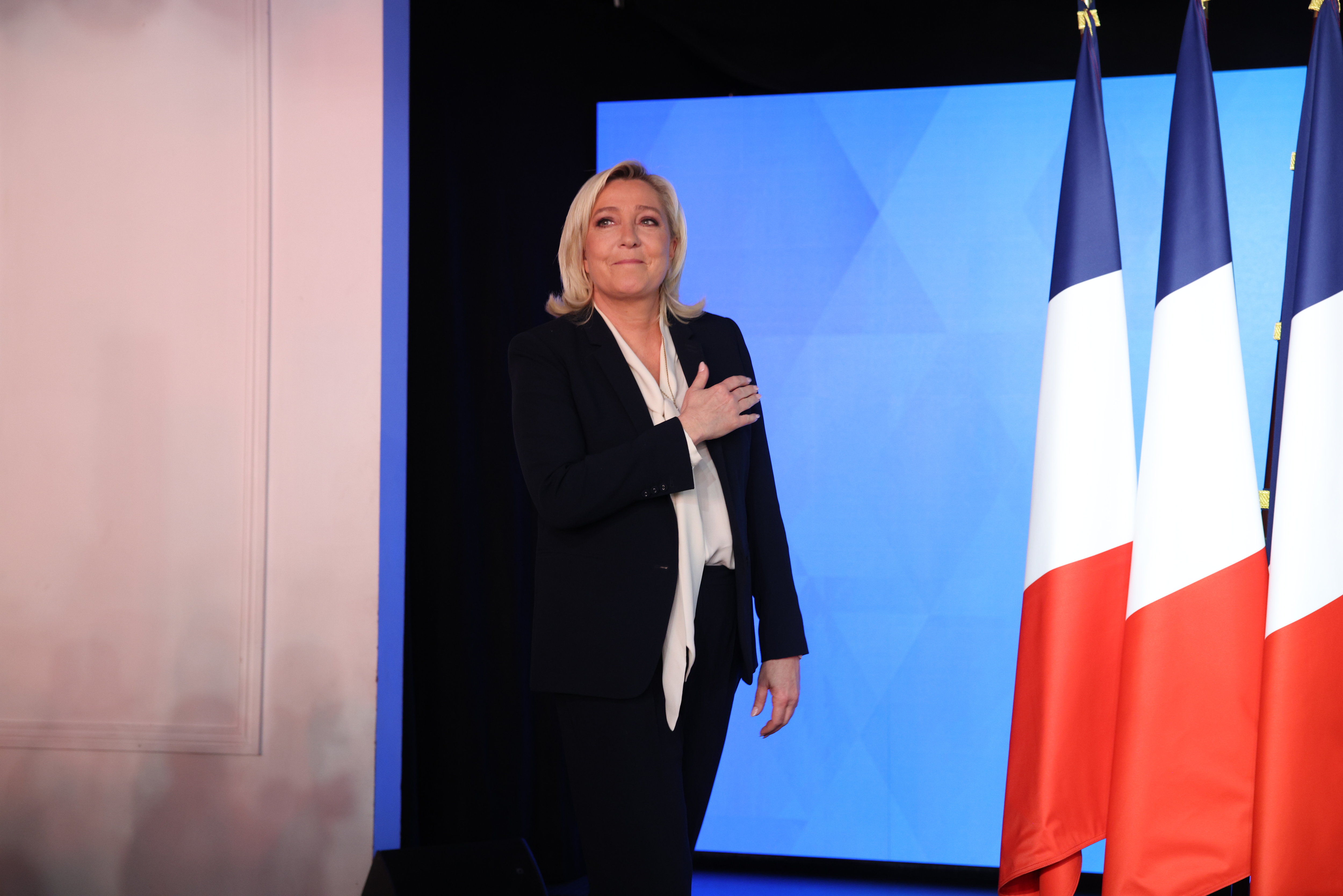 Marine Le Pen, la candidate du Rassemblement a recueilli, à l’issue du second tour ce dimanche 24 avril, 41,8 % des suffrages. LP / Olivier Arandel