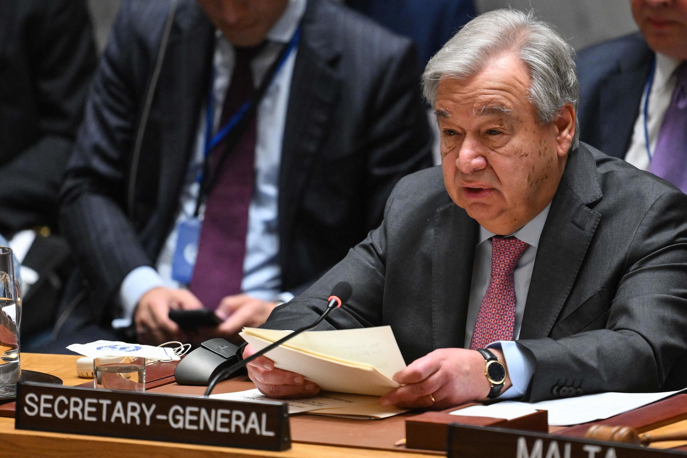 Le Moyen-Orient est au bord du « précipice » d'un « conflit régional généralisé », a alerté jeudi le secrétaire général de l'ONU devant le Conseil de sécurité. AFP/Angela Weiss. 