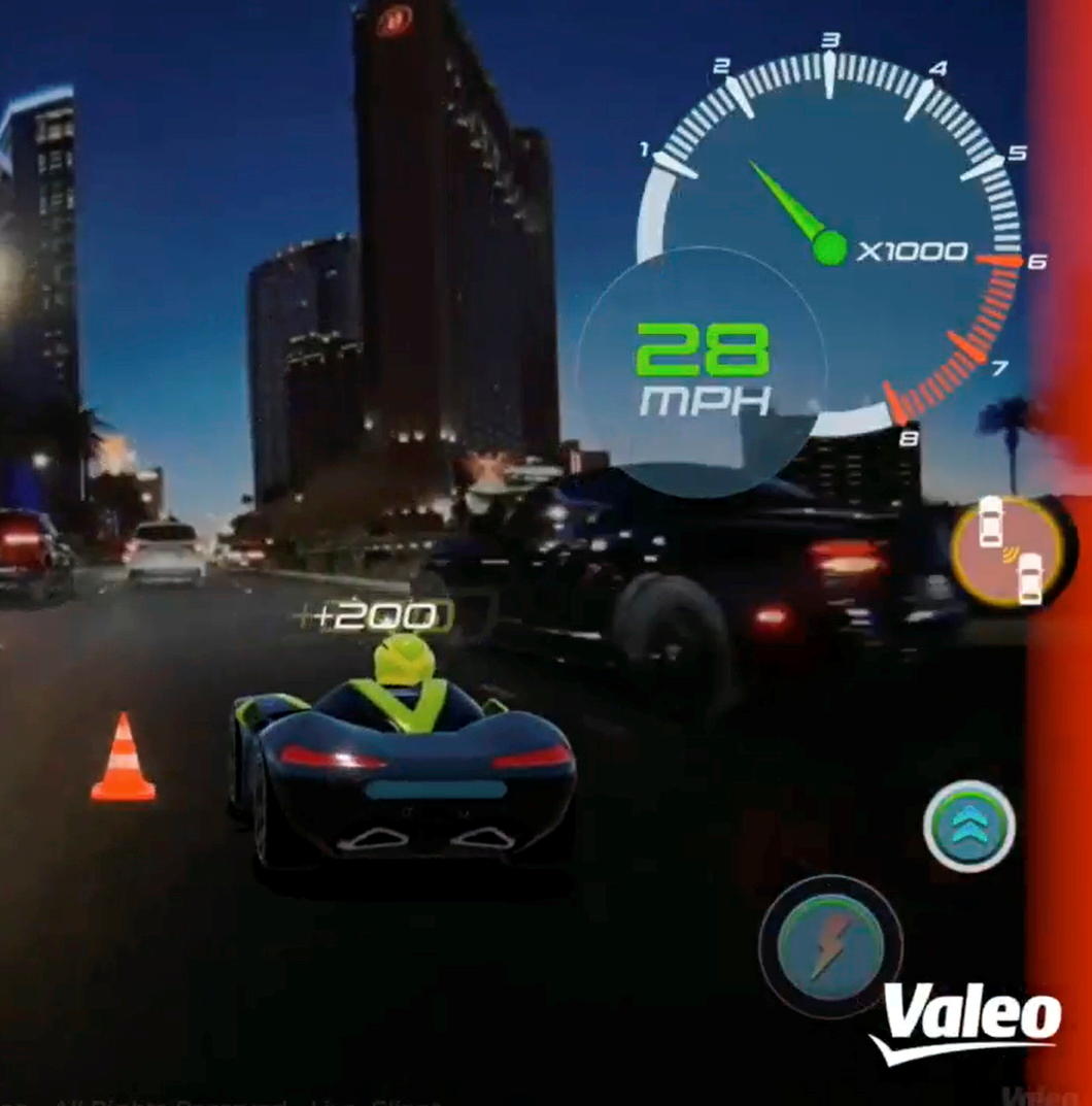 Le jeu, généré par un logiciel développé par Valeo, utilise les systèmes avancés d’aide à la conduite du véhicule et les algorithmes de l’intelligence artificielle déjà à bord. DR
