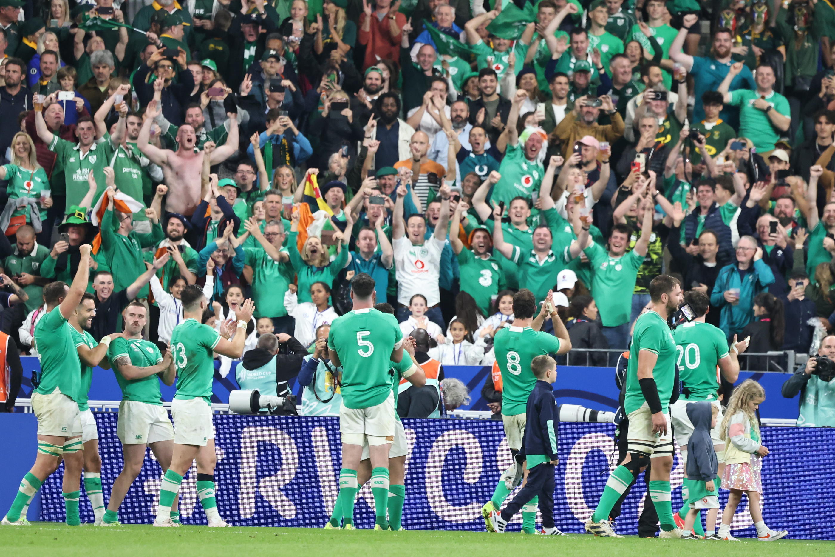 L'Irlande, saluée par ses supporters, a fini par s'imposer (13-8) dans ce choc face à l'Afrique du Sud. LP/Frédéric Dugit