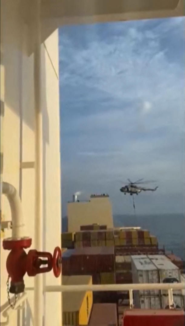 Le "MSC Aries", un porte-conteneurs battant pavillon portugais avec été saisi le 13 avril dans le Golfe par les forces iraniennes. AFP