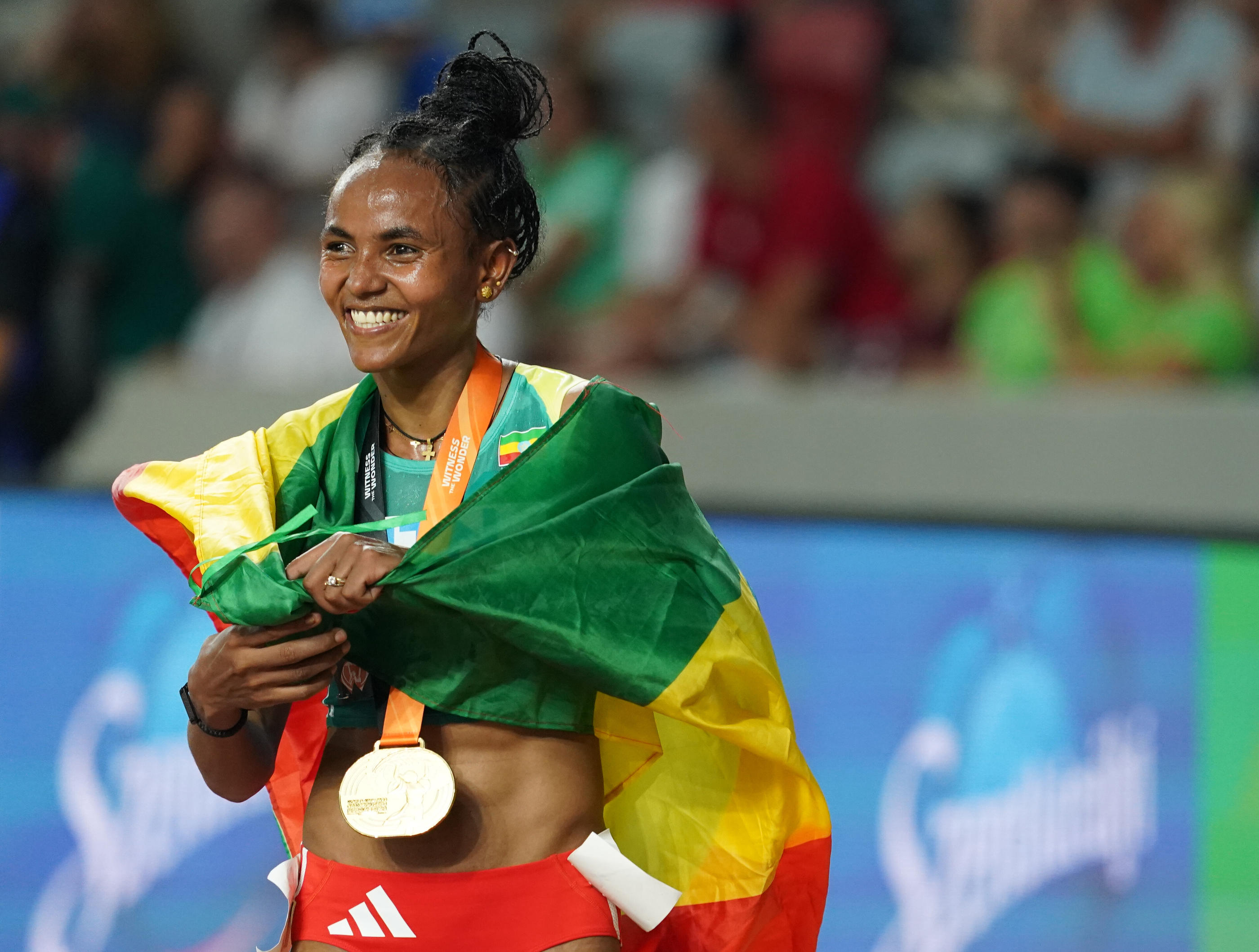Le stade d'Antony va notamment accueillir les entraînements de l'équipe d'athlétisme d'Ethiopie, dont l'une des représentantes emblématique est la recordwoman du monde du 5 000 m, Gudaf Tsegay. Marcus Brandt/dpa - Photo by Icon sport