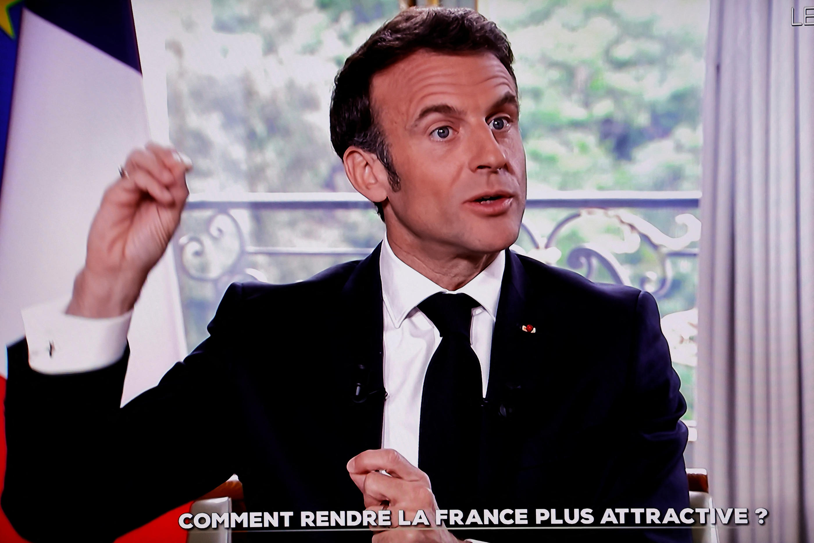 Emmanuel Macron a répondu aux questions de Gilles Bouleau ce lundi. Reuters/Pascal Rossignol