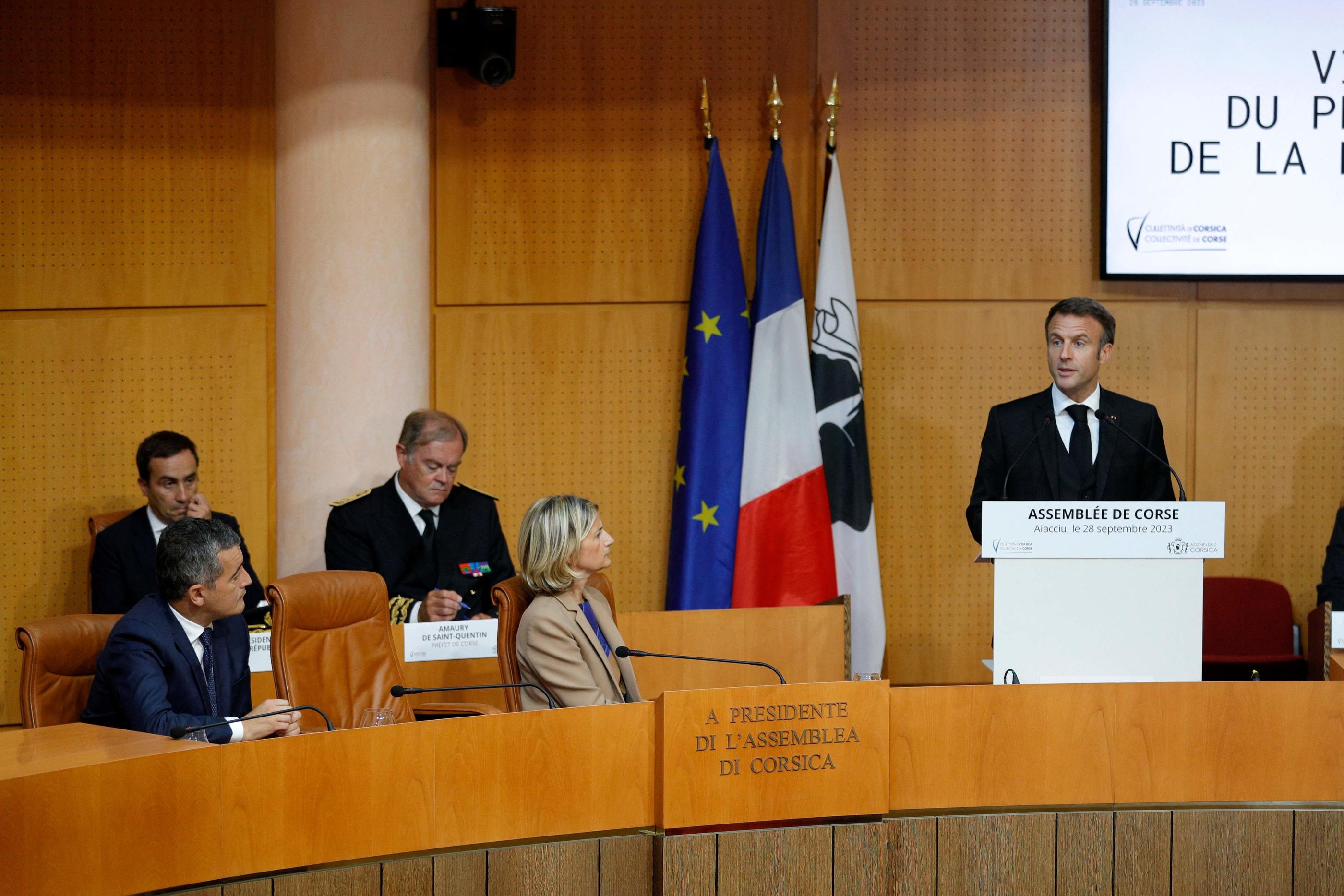 Le président s'adresse jeudi à l'assemblée de Corse. AFP / Pascal Pochard-Casabianca