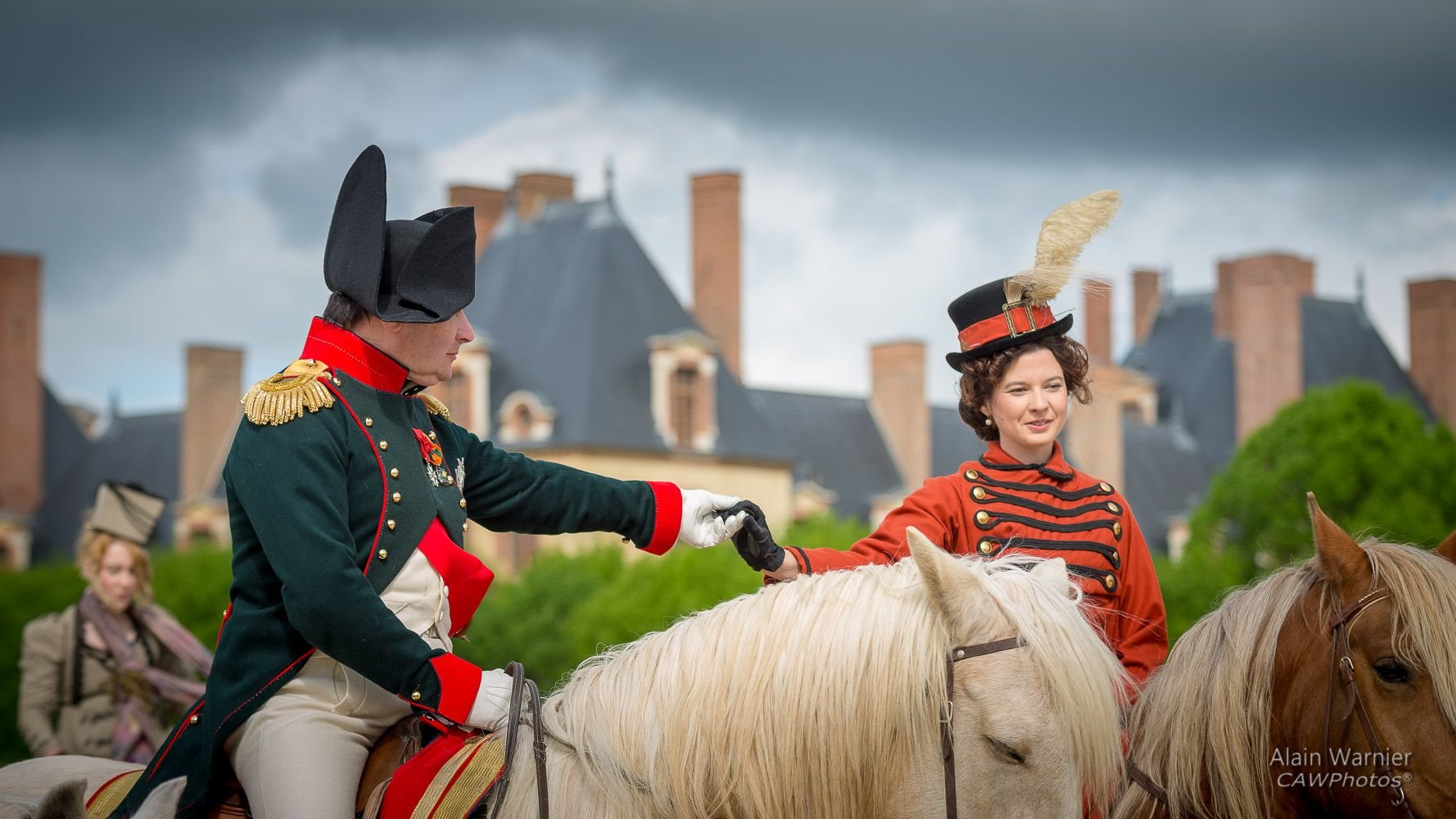 Fontainebleau, mai 2018. Napoléon et Marie-Louise lors de leur arrivée à la Cour, lors de la dernière reconstitution. Alain Warnier