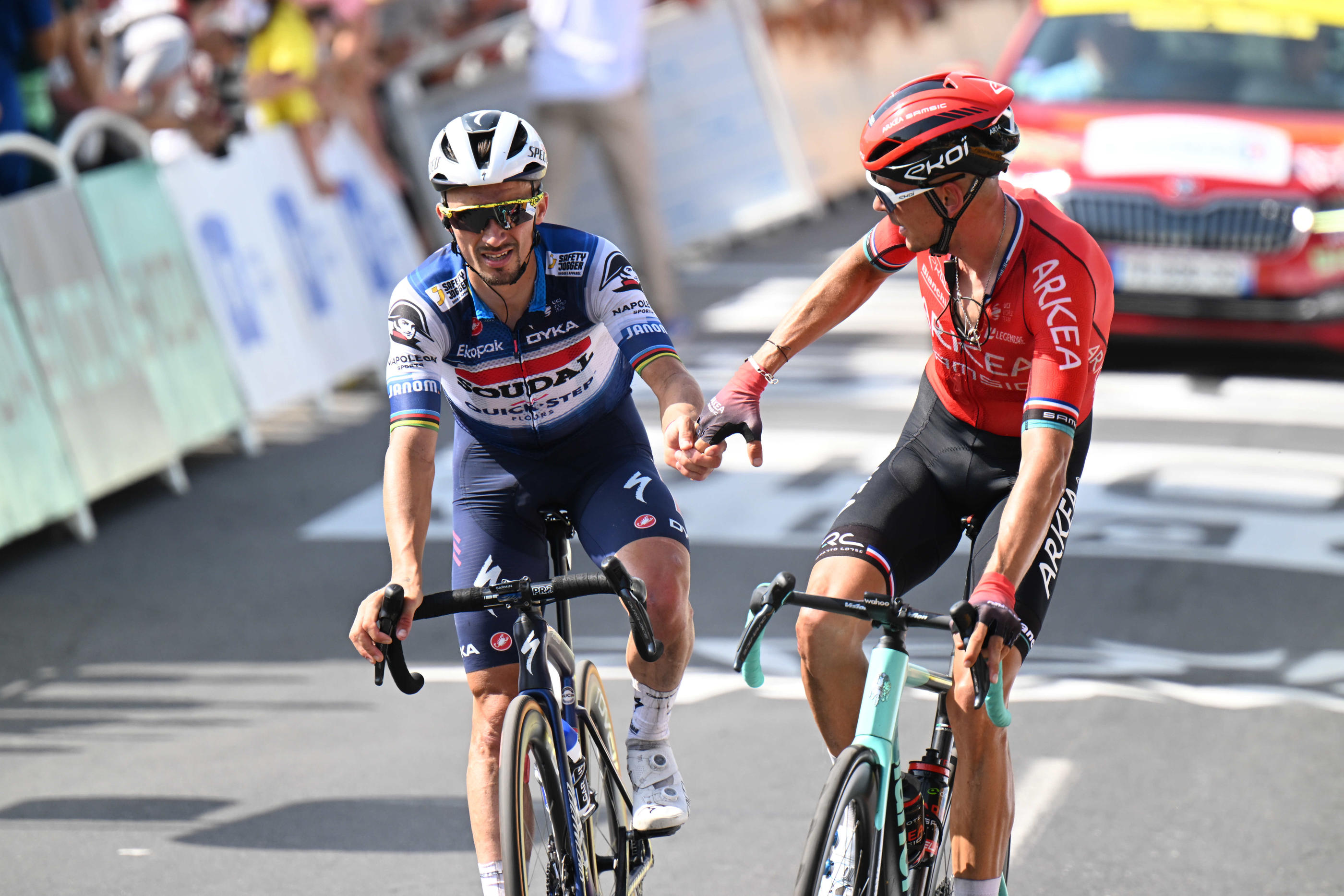 Nouvelle déception pour Julian Alaphilippe, présent dans la bonne échappée mais qui a terminé à la 10e, ce mardi 11 juillet. Icon sport/Sirotti Stefano