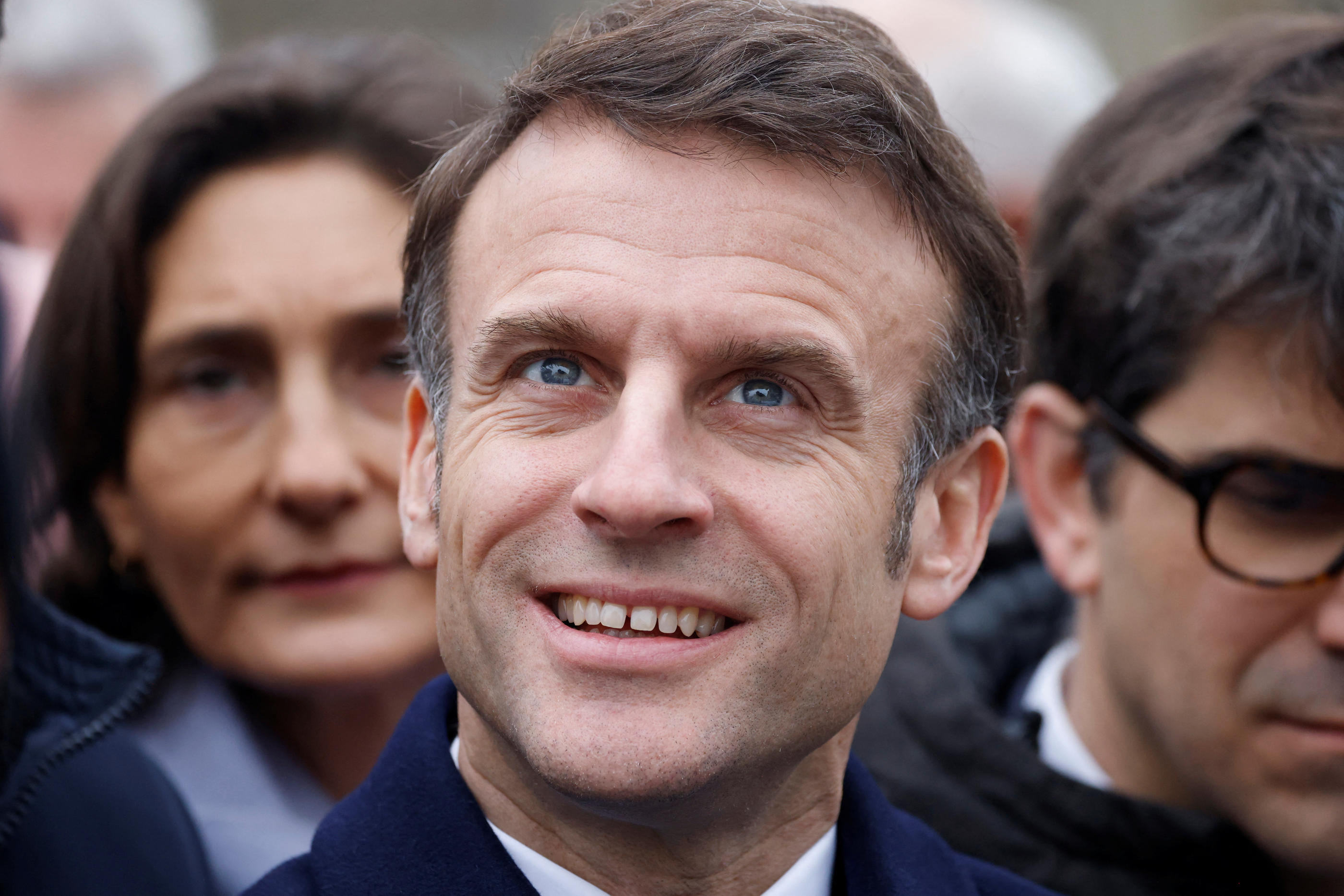 Emmanuel Macron, durant l'inauguration du village olympique. LUDOVIC MARIN/Pool via REUTERS
