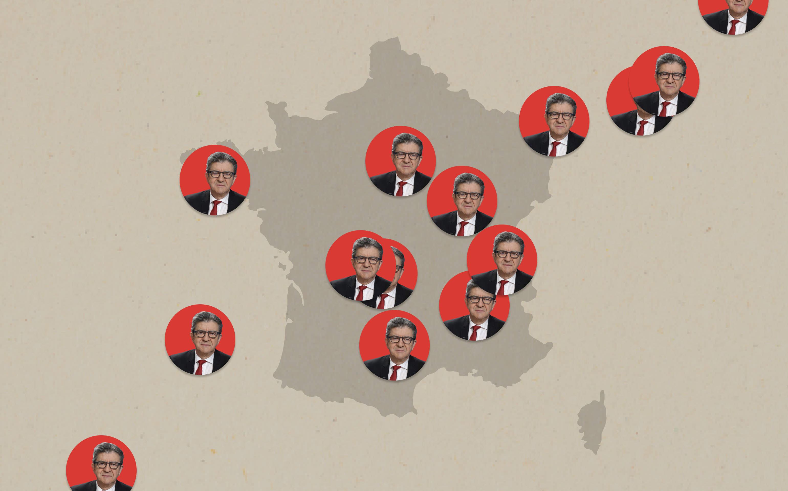 La carte du vote au second tour des électeurs de Jean-Luc Mélenchon. Collage Datagif pour Le Parisien
