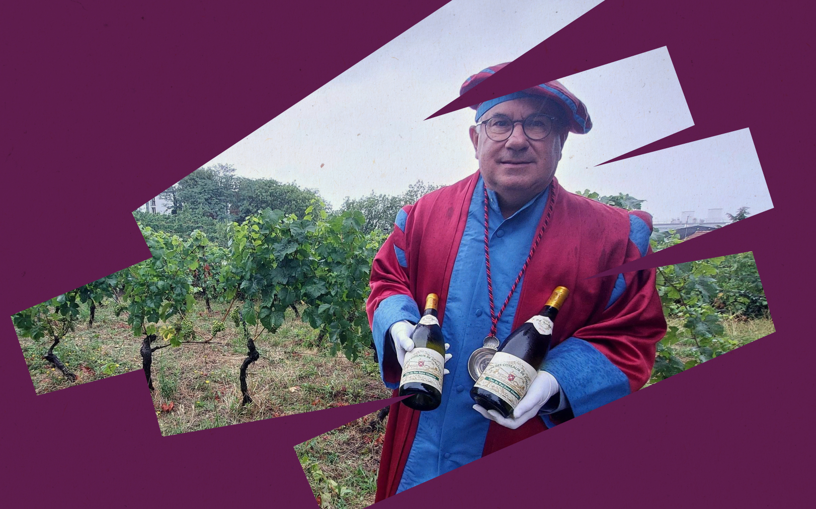 Suresnes, le 28 juillet. Entre la modernité des procédés de production et la tradition de la confrérie du vin de Suresnes, dont il est le maître de cérémonie, Olivier Roussel est dans son élément. Le Parisien DA - LP/Olivier Bureau