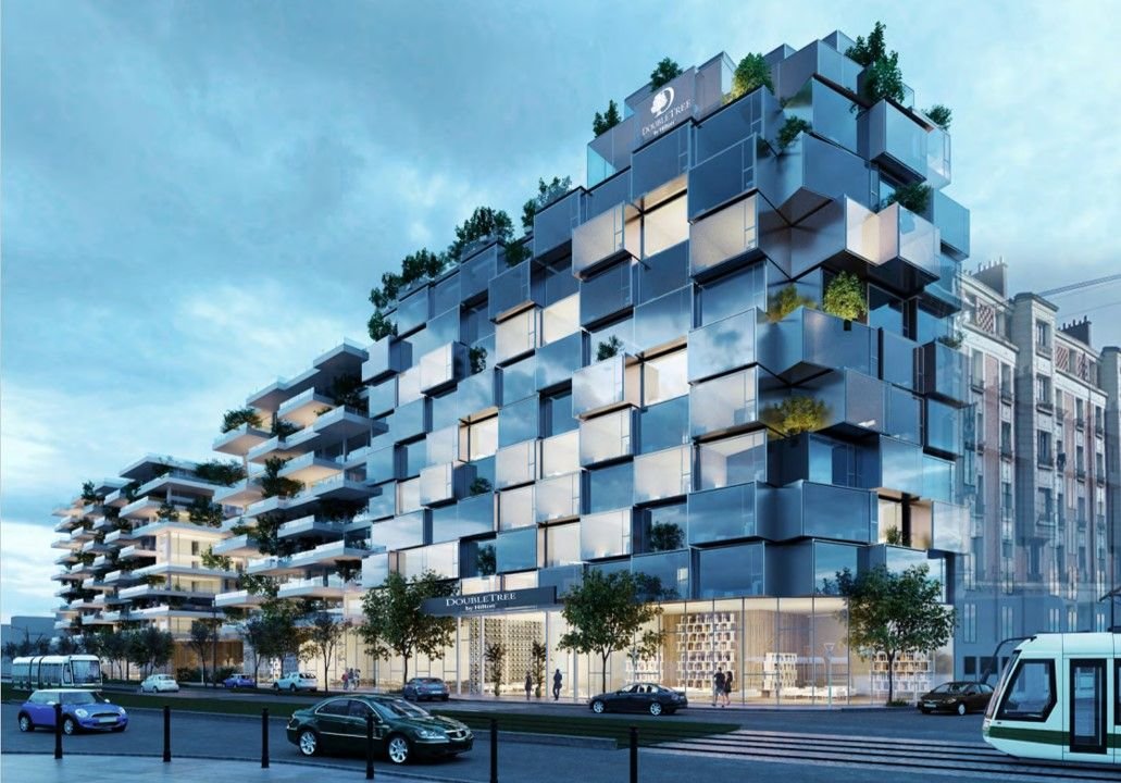 Visuel du futur hôtel Double Tree by Hilton, qui sera construit en haut du boulevard Charles-de-Gaulle d'ici 2025. Christophe Rousselle Architecte DR