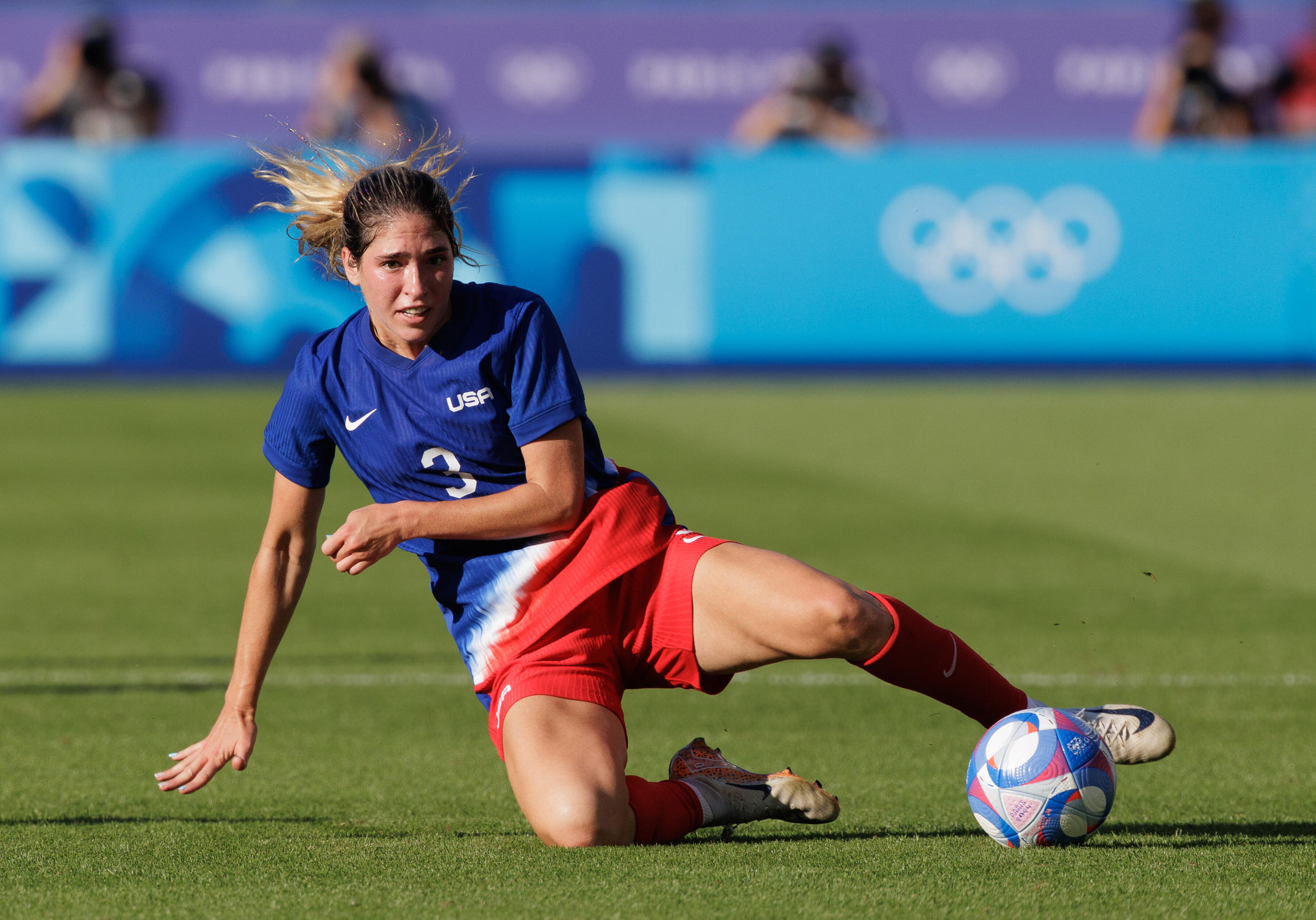 Korbin Albert, la joueuse du PSG, ici au Parc des Princes lors de la finale des Jeux olympiques remportée par les Américaines face aux Brésiliennes. Icon Sport